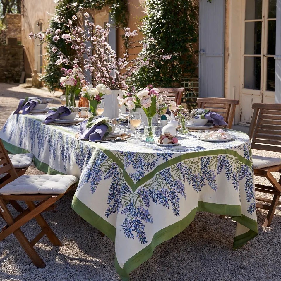 couleur-nature-wisteria-nappe-vert-et-bleu-coton image 1