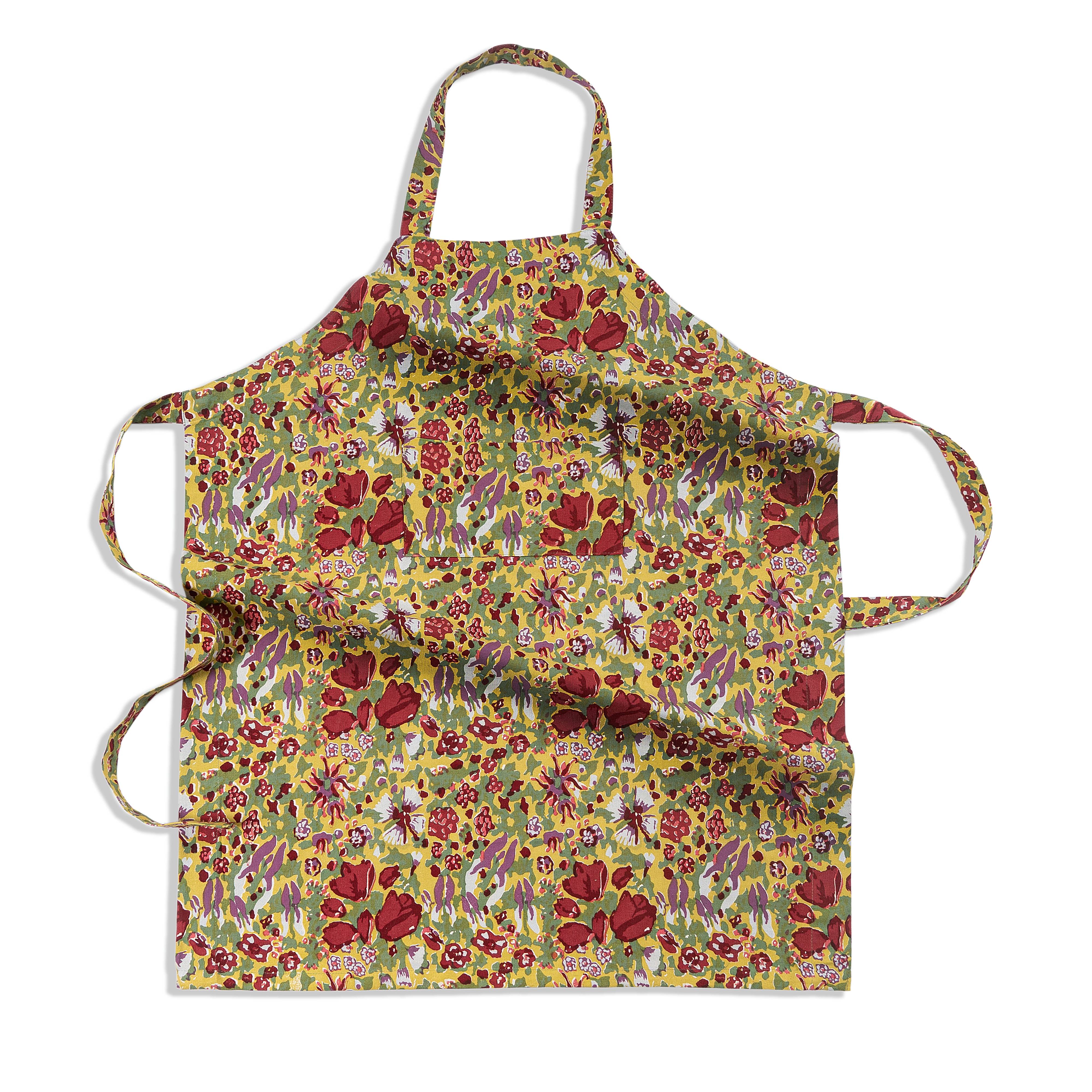 couleur-nature-jardin-tablier-cuisine-coton-rouge-poche-unique image 2