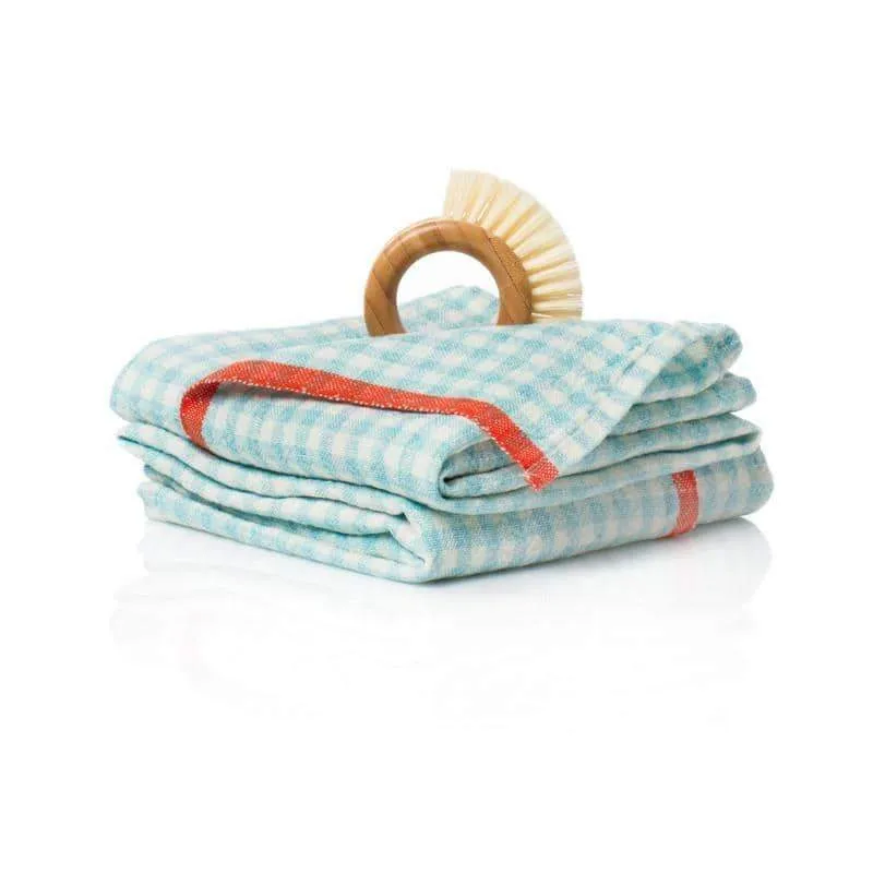 couleur-nature-gingham-torchon-lin-lot-2-aqua-orange image 1