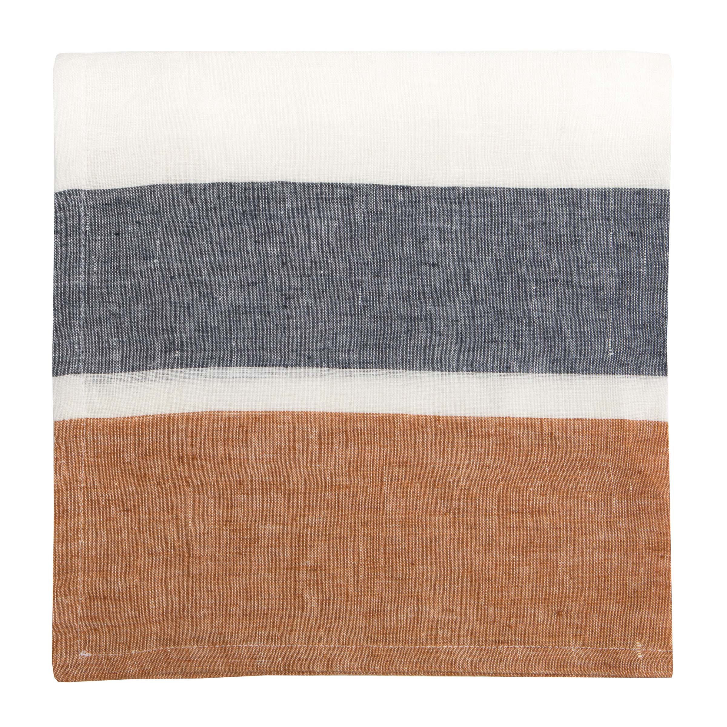 couleur-nature-bold-stripe-serviettes-lin-rouille-lot-4 image 1