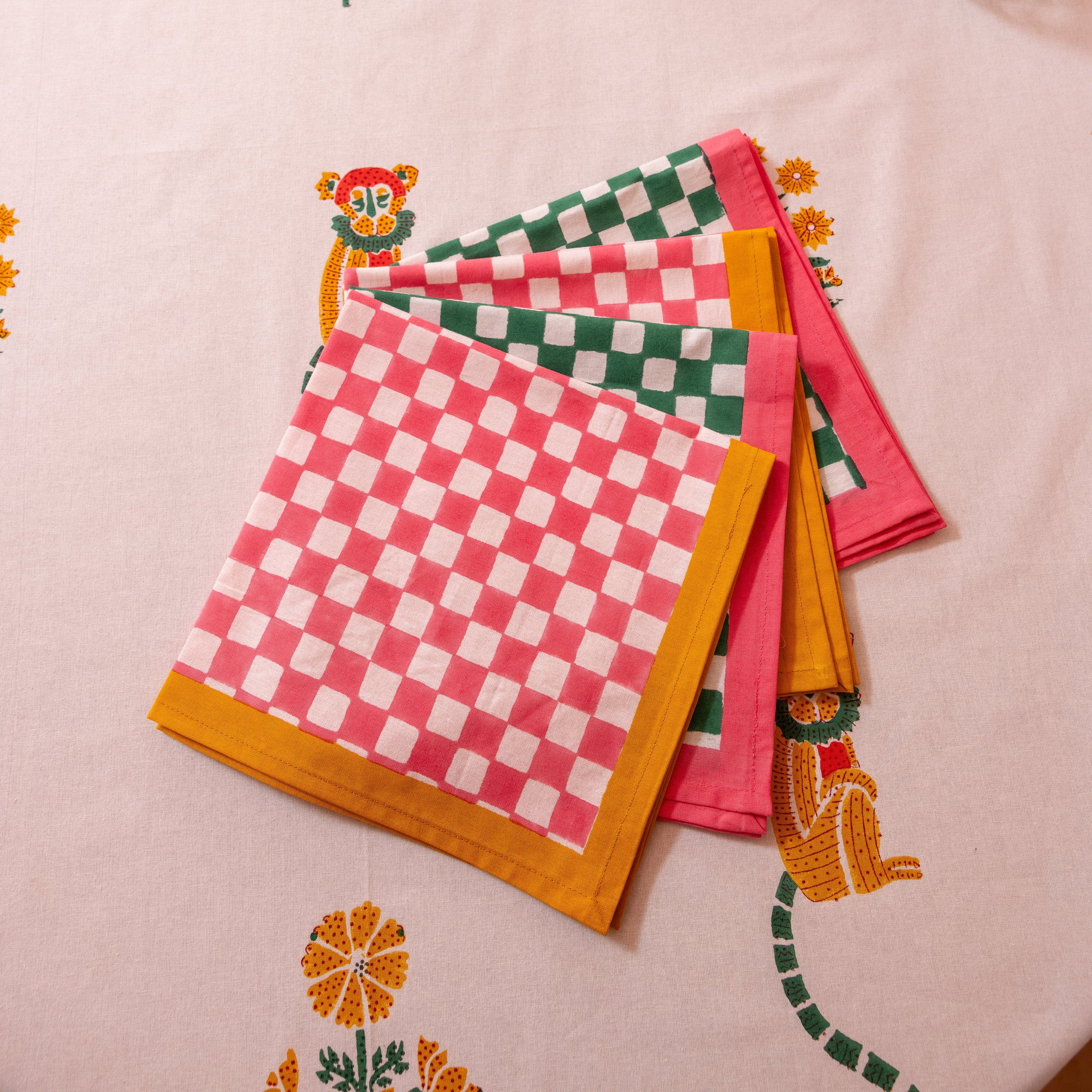 couleur-nature-gingham-serviettes-coton-rouge-rose-lot-4 image 8