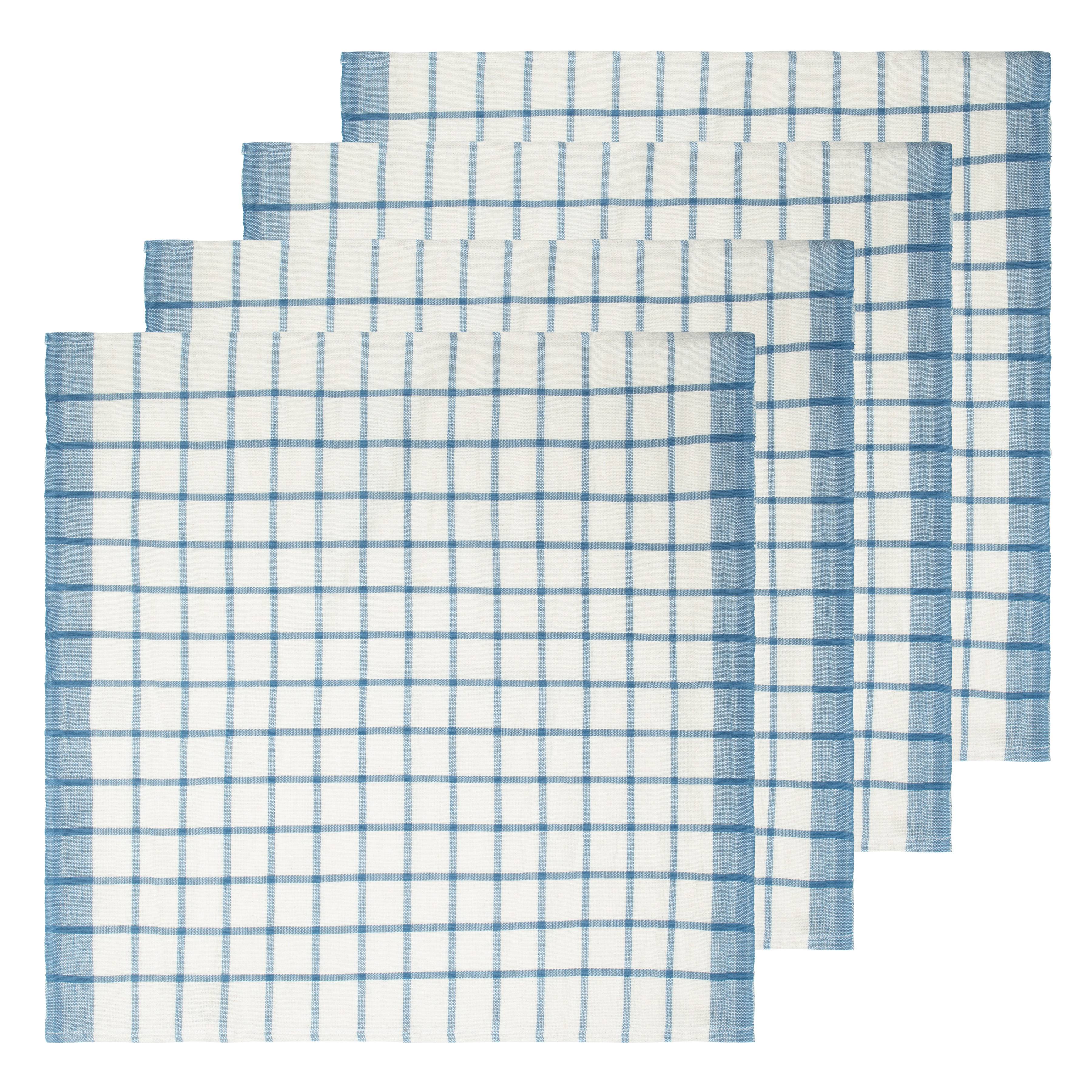 couleur-nature-windowpane-serviette-bleu-lot-de-4-coton image 2