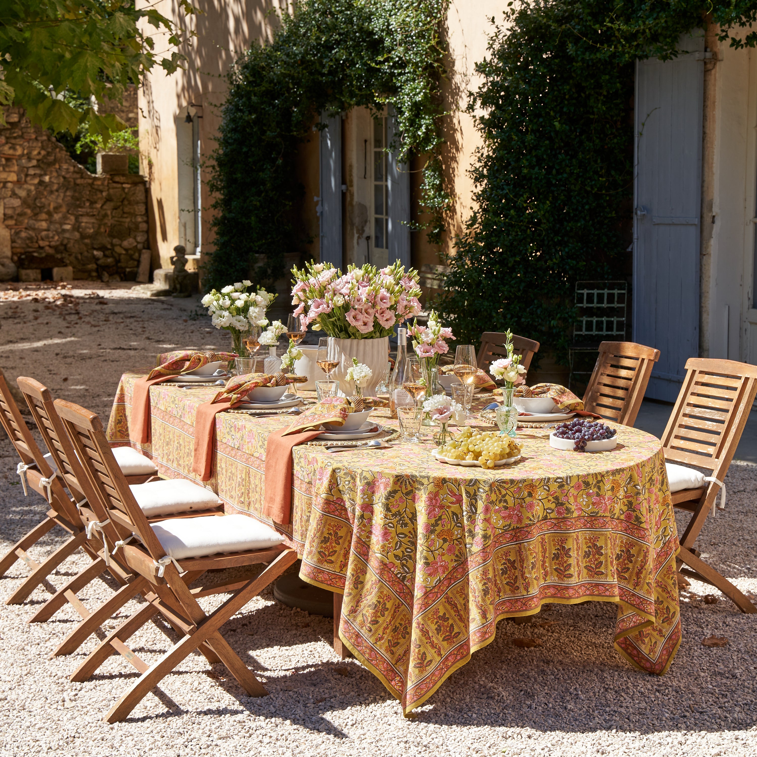 couleur-nature-damaris-nappe-rose-moutarde-59x86-coton image 1