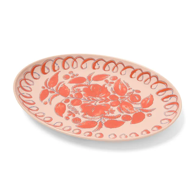 couleur-nature-amalfi-plateau-ovale-c-ramique-rose-40cm image 1