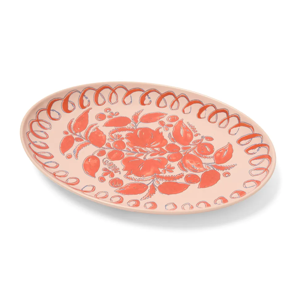 couleur-nature-amalfi-plateau-ovale-c-ramique-rose-40cm image 1
