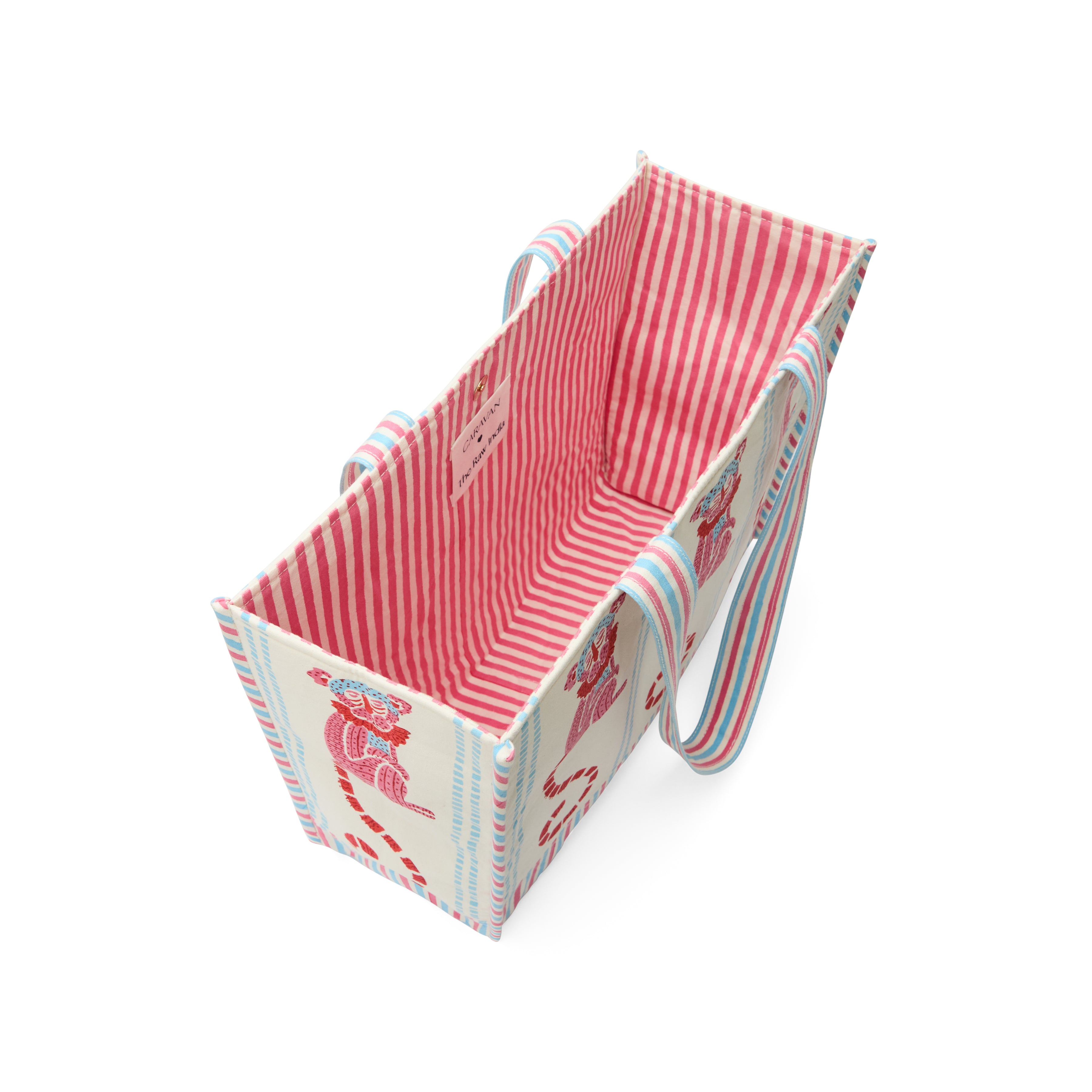 couleur-nature-jeu-de-singes-sac-cabas-coton-bleu-rose-imprim image 3