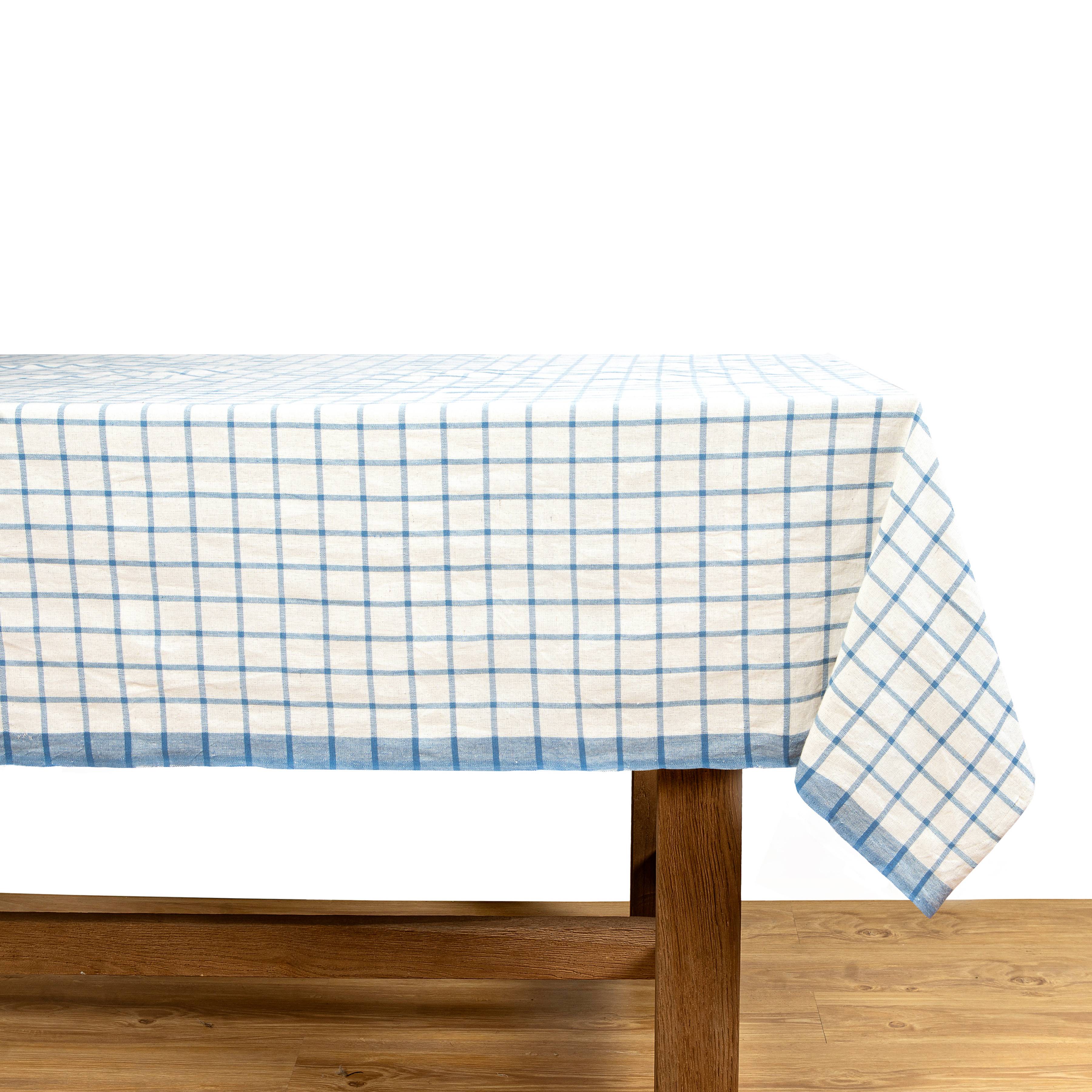couleur-nature-windowpane-nappe-fran-aise-bleu-naturel-coton image 8