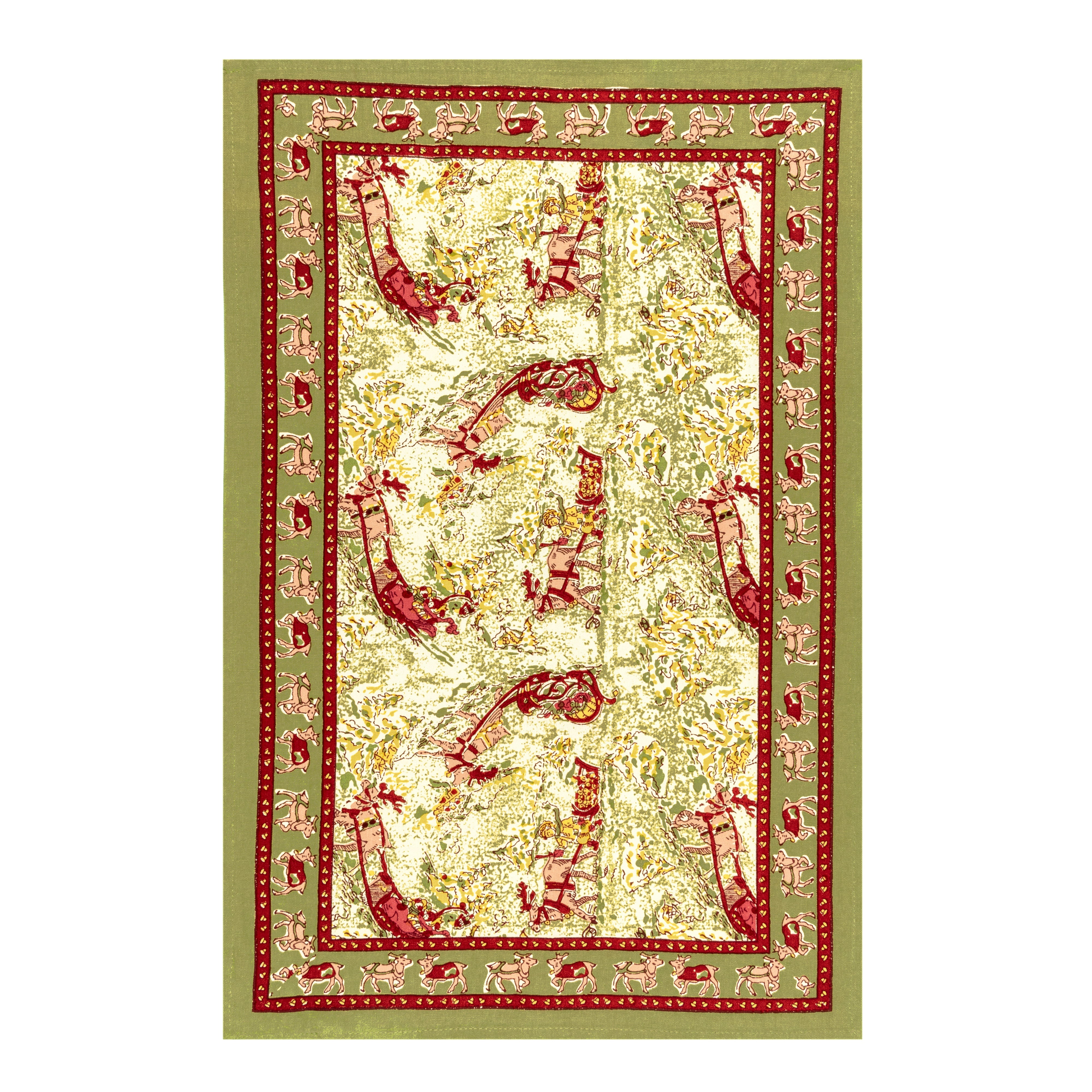 couleur-nature-renne-torchon-cuisine-coton-rouge-vert-lot-3 image 3