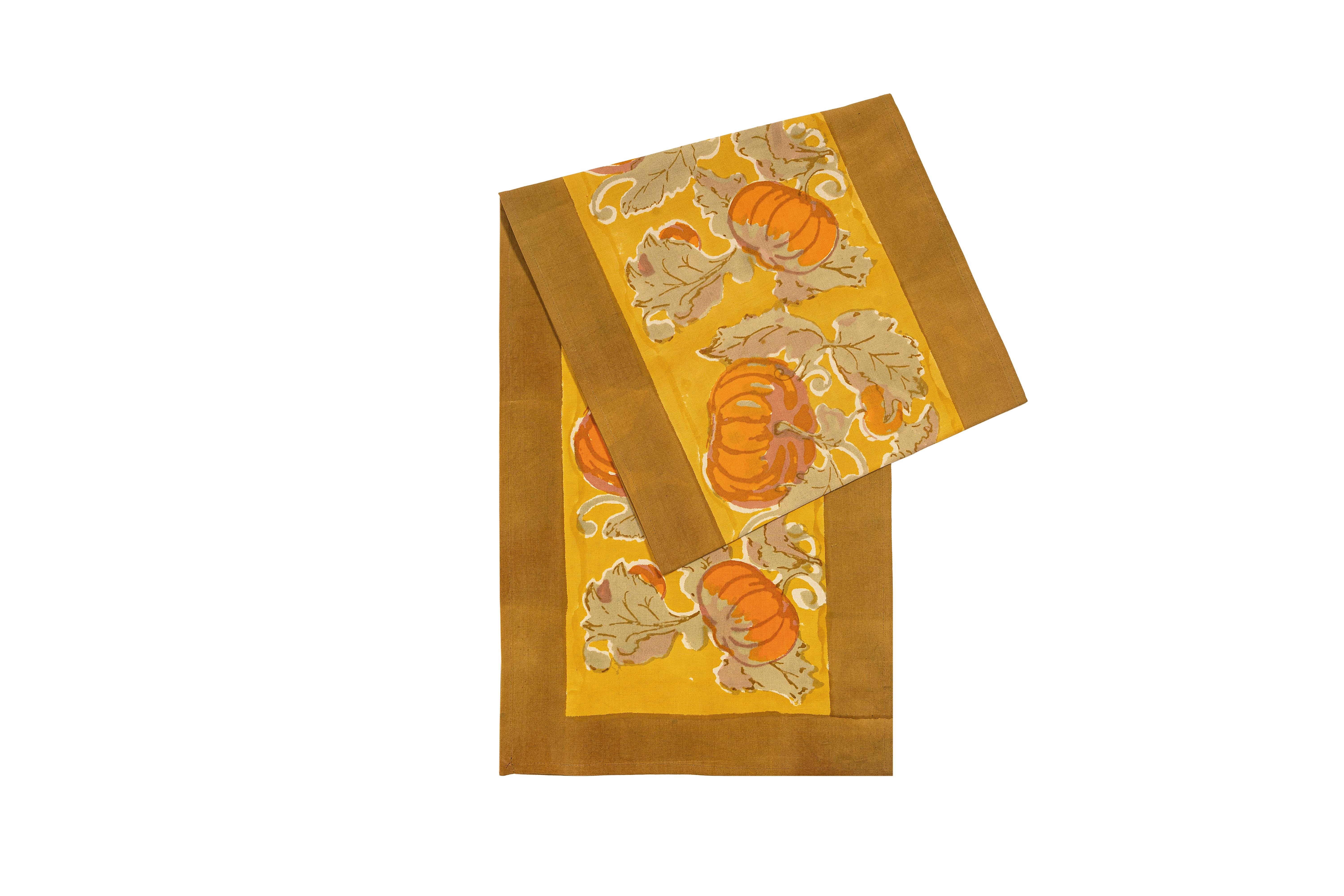 couleur-nature-pumpkin-chemin-de-table-coton-orange-moutarde-16x72 image 3