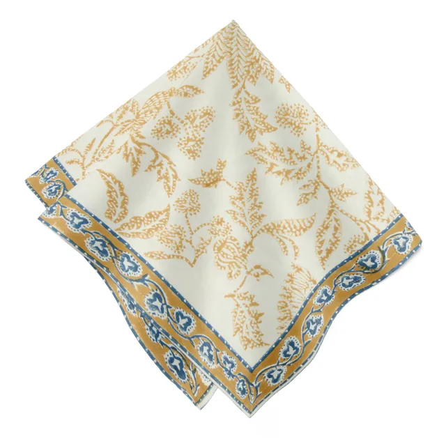 couleur-nature-chloe-serviettes-table-coton-bleu-marron-lot-4 image 1