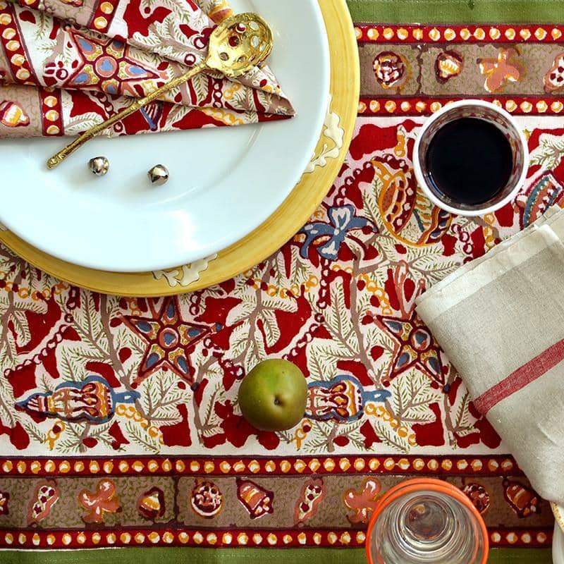 couleur-nature-noel-chemin-de-table-coton-rouge-vert-16x72 image 3