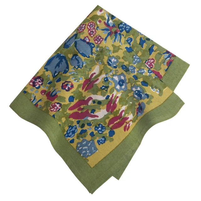 couleur-nature-jardin-serviettes-tissu-bleu-vert-lot-6 image 1