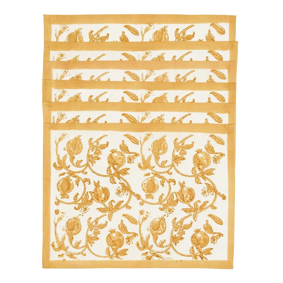 couleur-nature-granada-set-de-table-coton-moutarde-lot-6 image 1