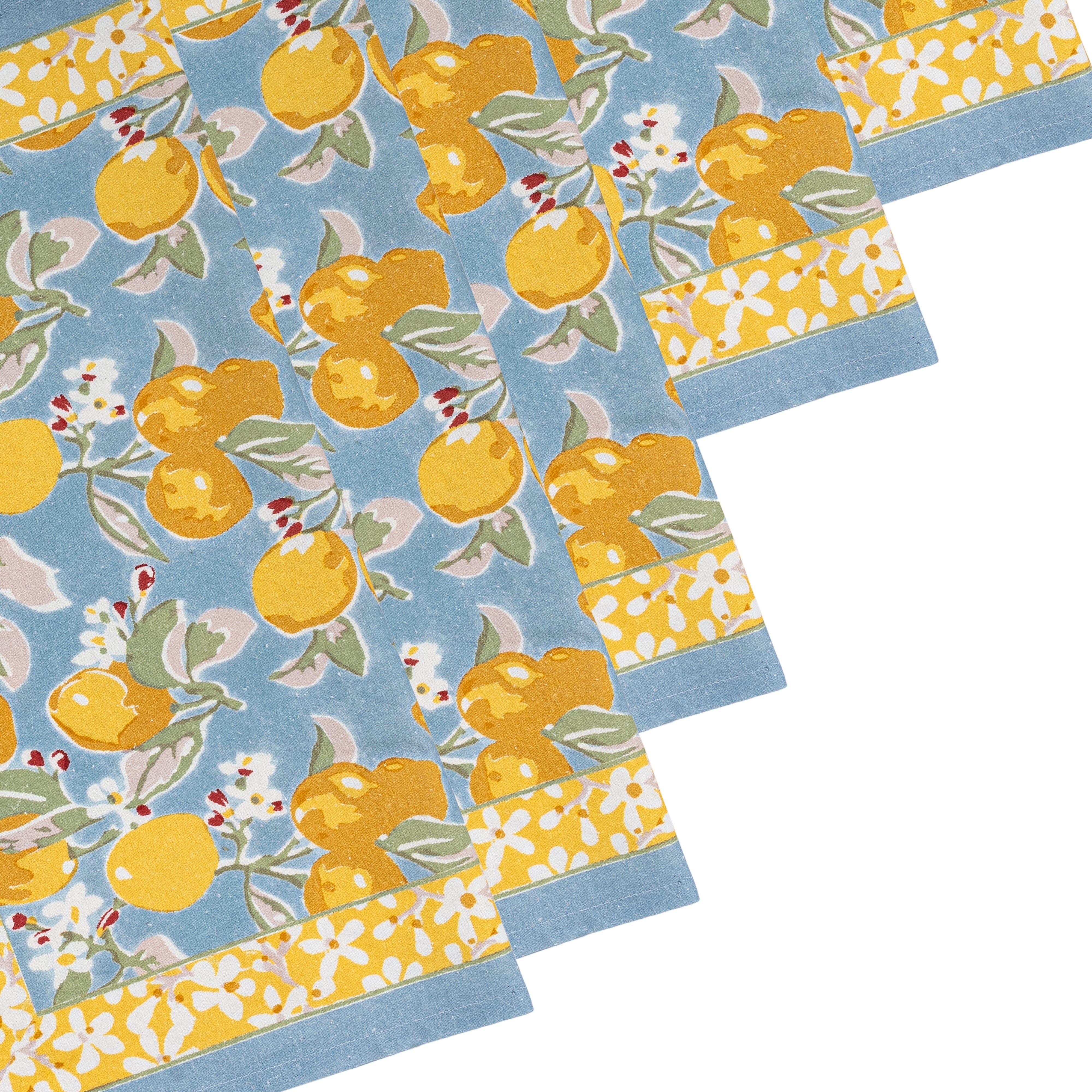 couleur-nature-citron-serviettes-de-table-bleu-jaune-lot-6-coton image 7