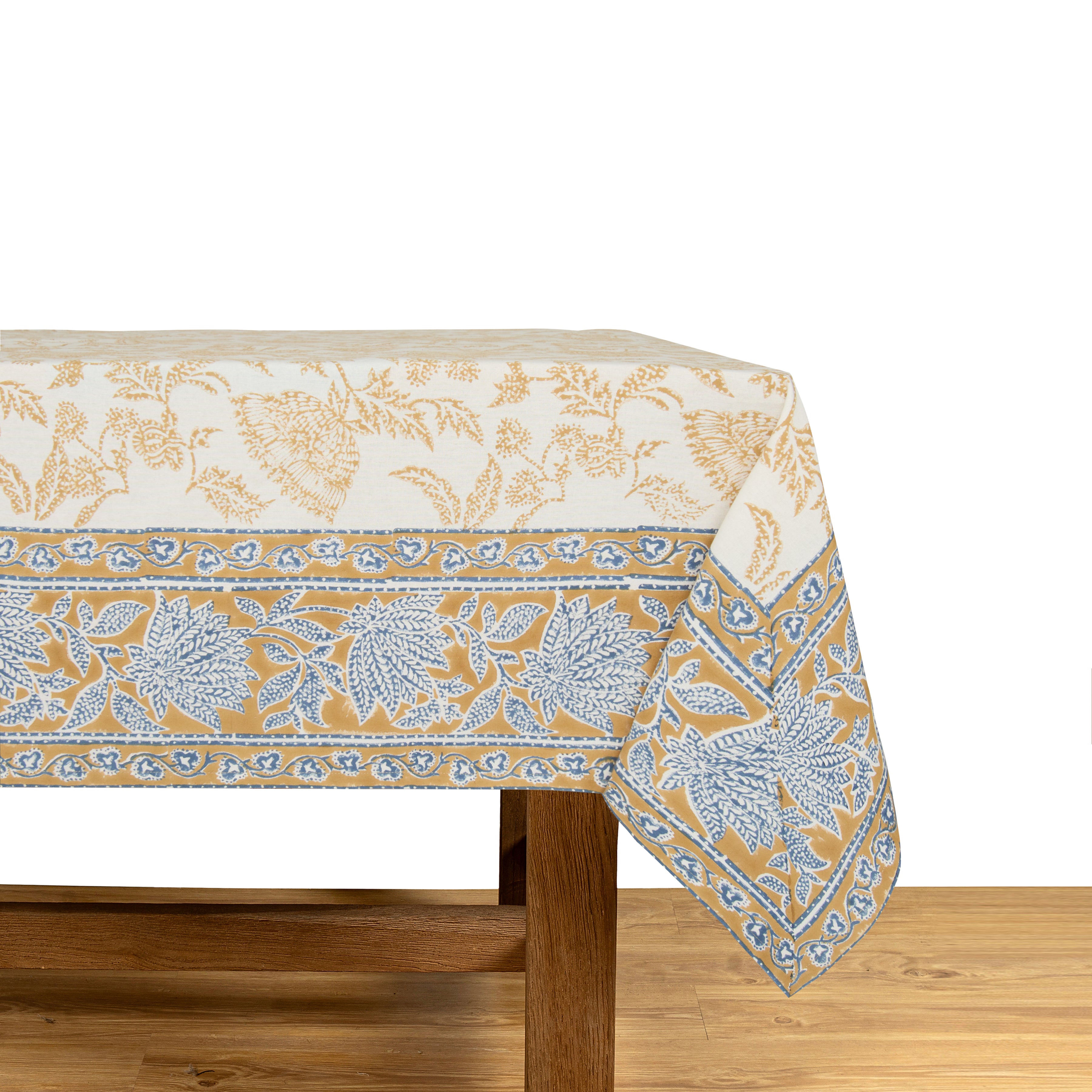couleur-nature-chloe-nappe-coton-bleue-marron-59x86-fleurie image 7