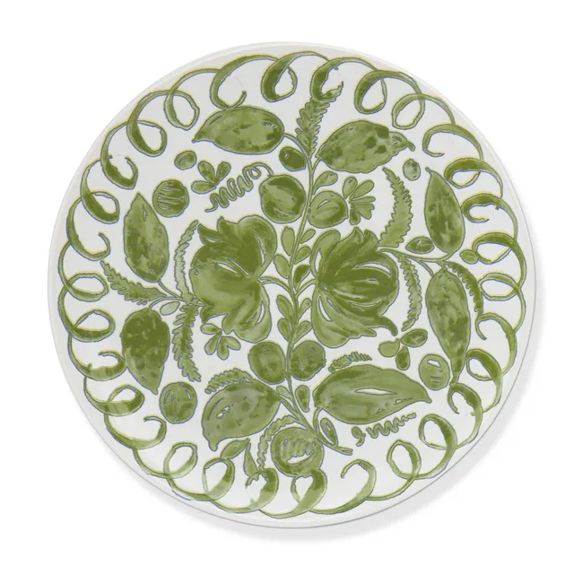couleur-nature-amalfi-assiette-plate-c-ramique-blanc-vert-27-cm image 1