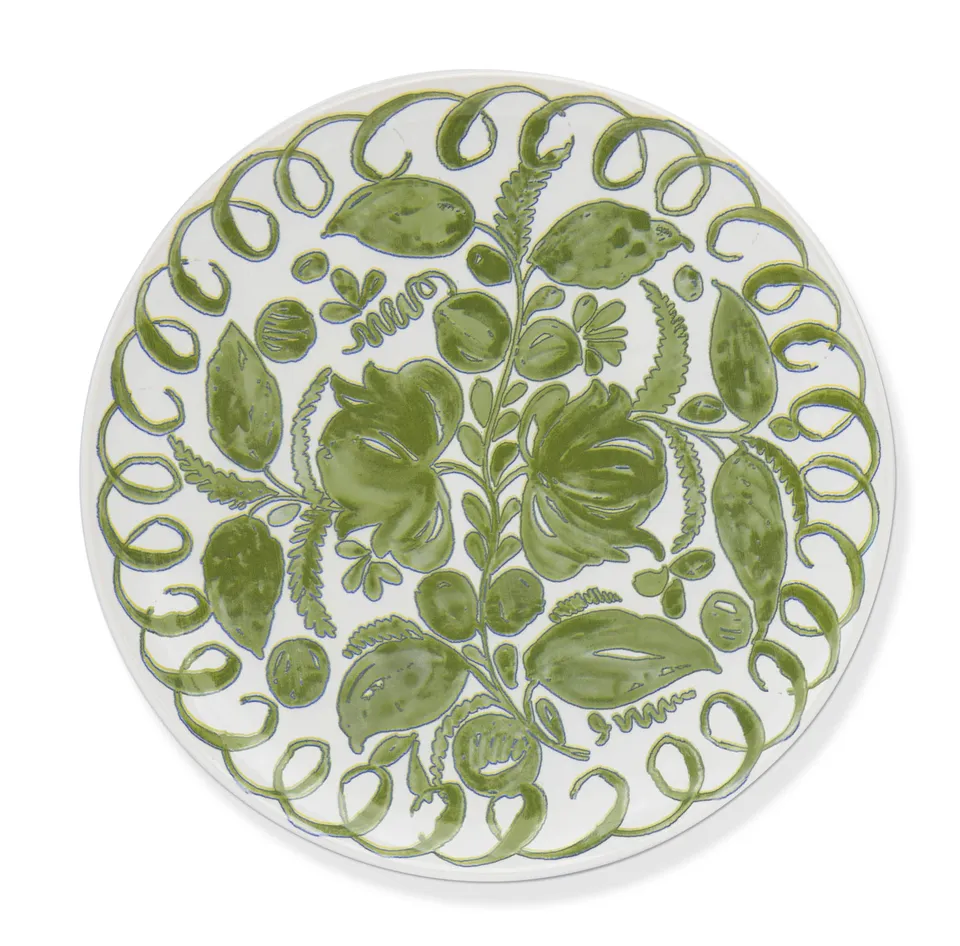 couleur-nature-amalfi-assiette-plate-c-ramique-blanc-vert-27-cm image 1