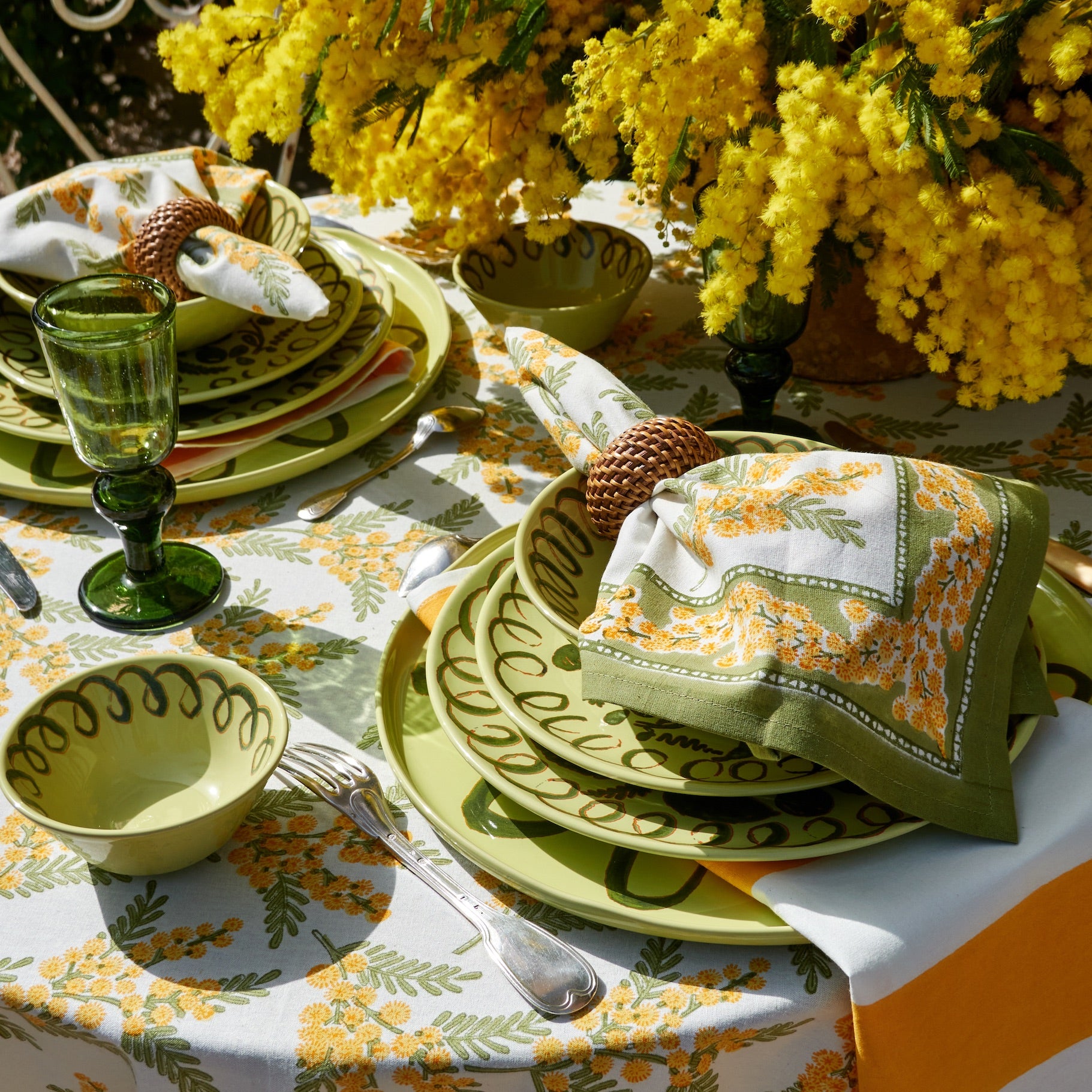 couleur-nature-mimosa-green-yellow-serviettes-coton-lot-6 image 3