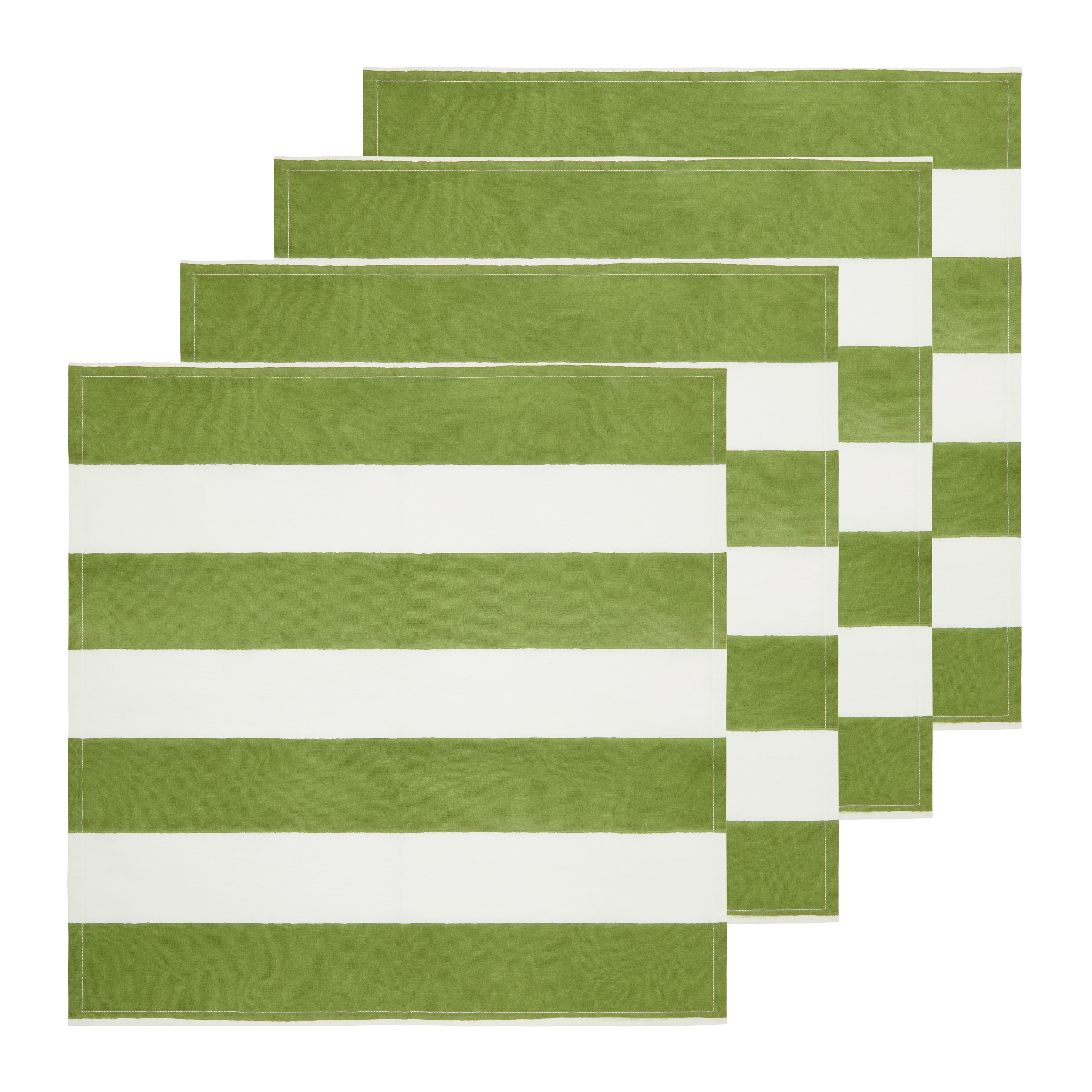 couleur-nature-st-tropez-serviettes-vert-lot-6-rayures image 5