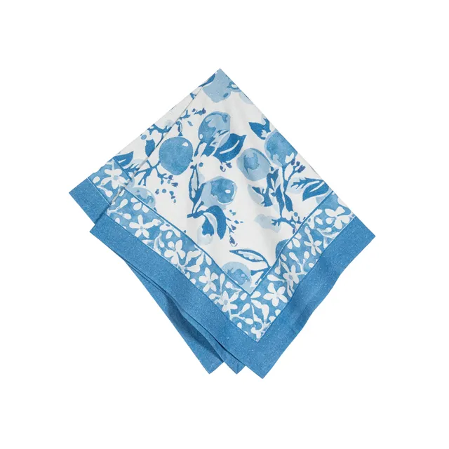 couleur-nature-citron-bleu-serviettes-tissu-lot-6-bleu-coton image 1