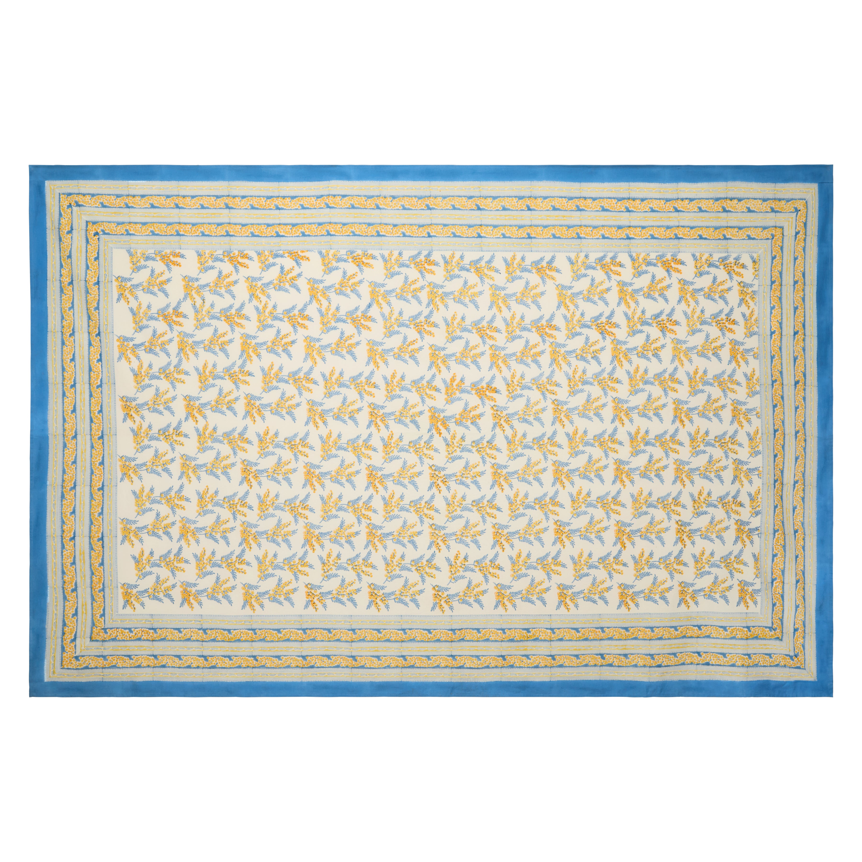 couleur-nature-mimosa-nappe-bleu-et-jaune-coton image 8