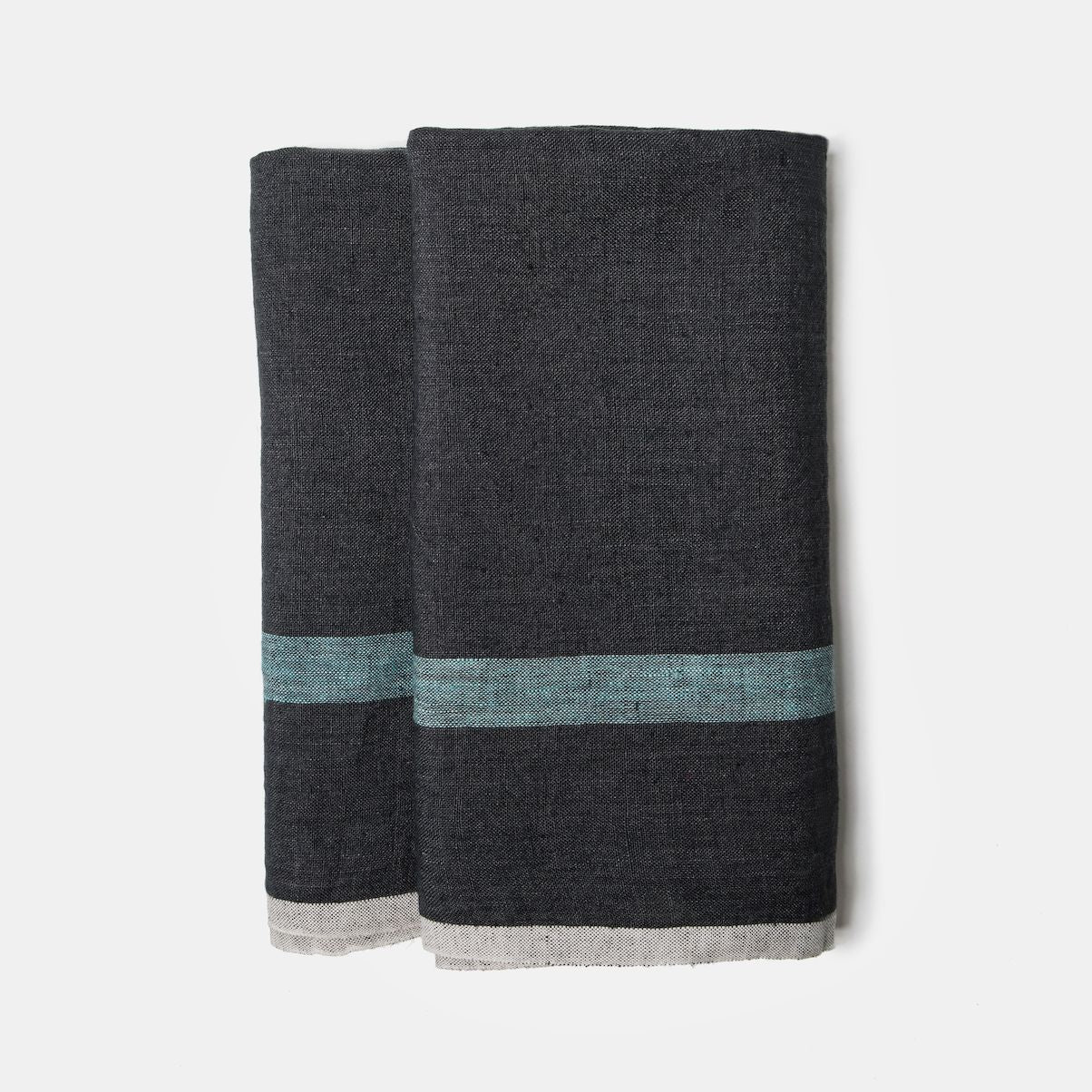 couleur-nature-tea-towels-charcoal-aqua-torchon-lin-lot-2 image 2