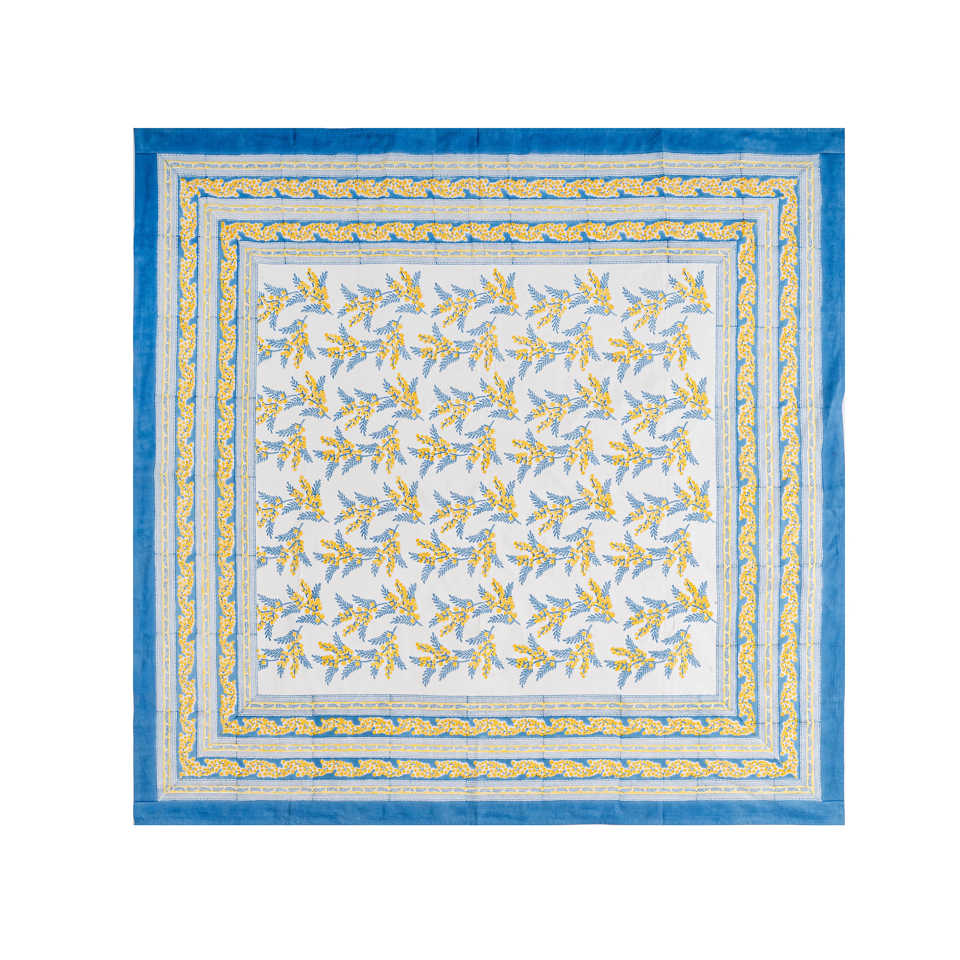 couleur-nature-mimosa-nappe-bleu-et-jaune-coton image 5