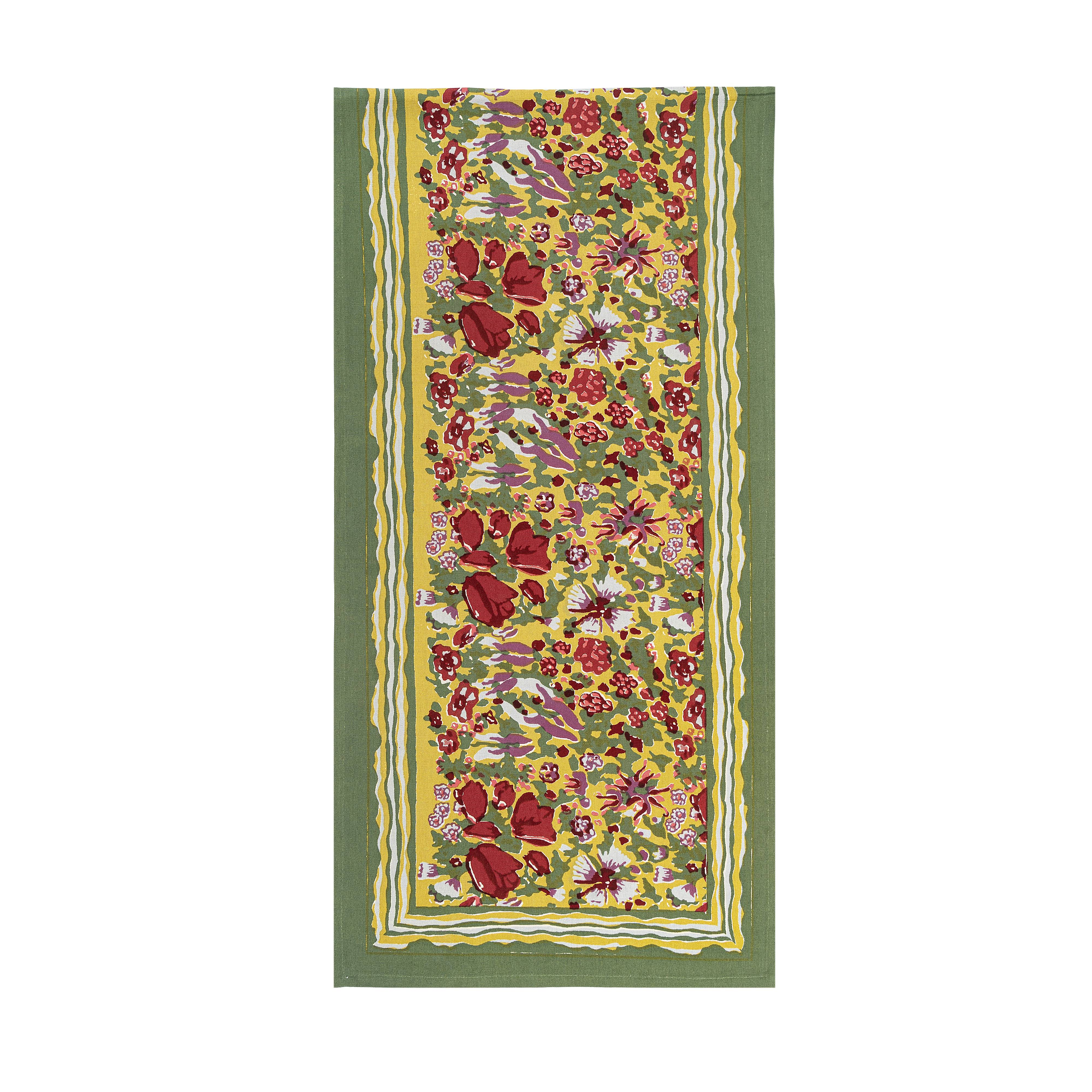 couleur-nature-jardin-chemin-de-table-rouge-vert-16x72-coton image 2