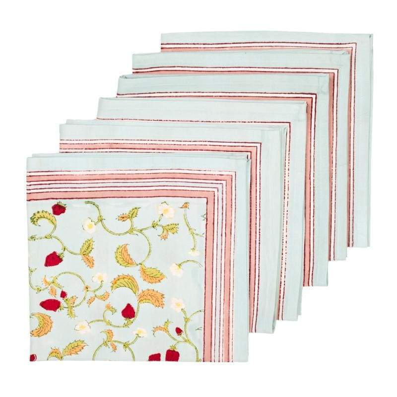 couleur-nature-fraises-des-bois-serviettes-table-coton-lot-6-fraise image 3
