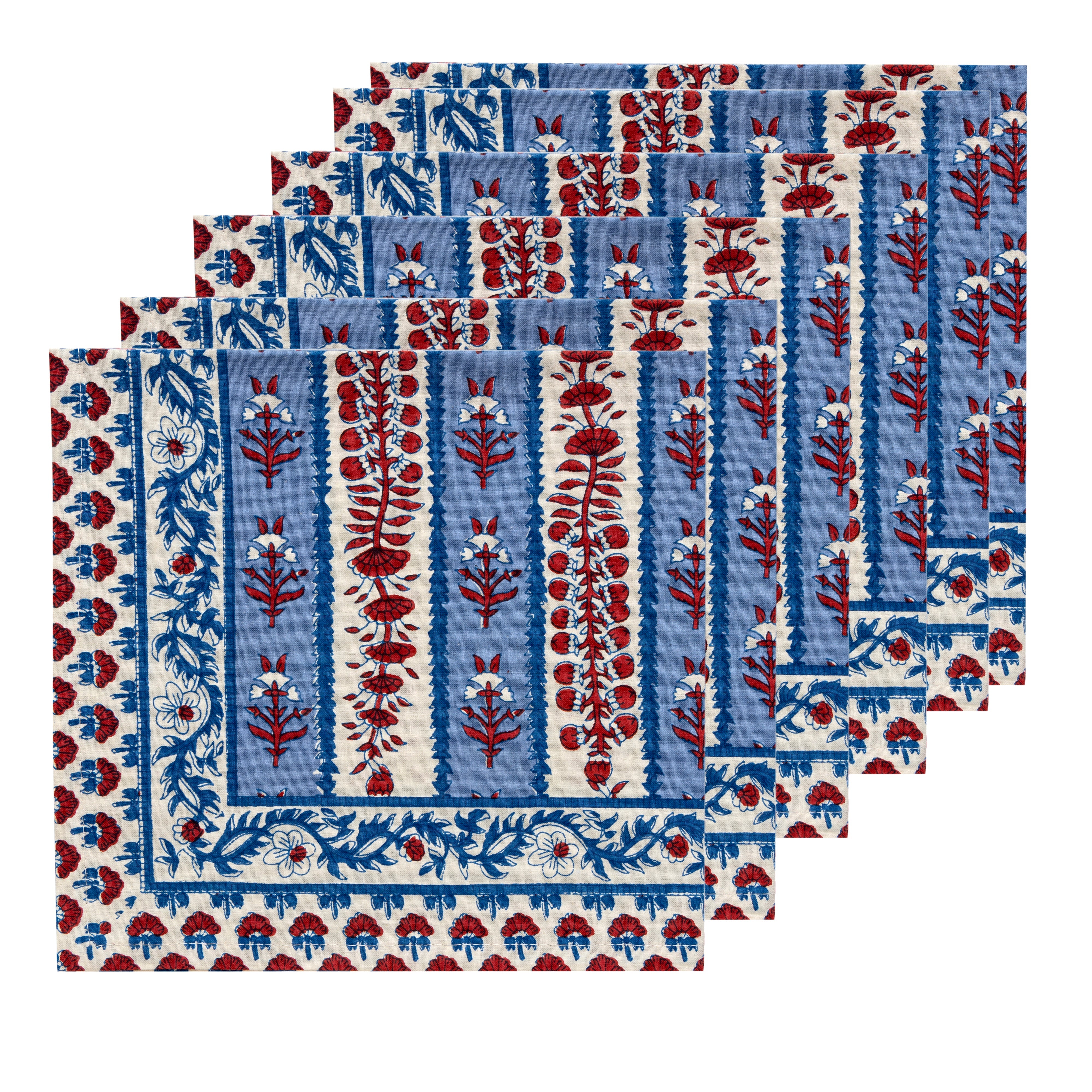 couleur-nature-avignon-serviette-tissu-lot-6-rouge-bleu image 7