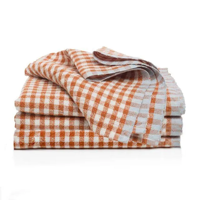 couleur-nature-gingham-lot-4-serviettes-lin-cognac-bleu image 1