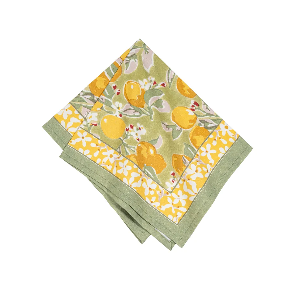 couleur-nature-citron-serviettes-coton-vert-jaune-lot-6 image 1