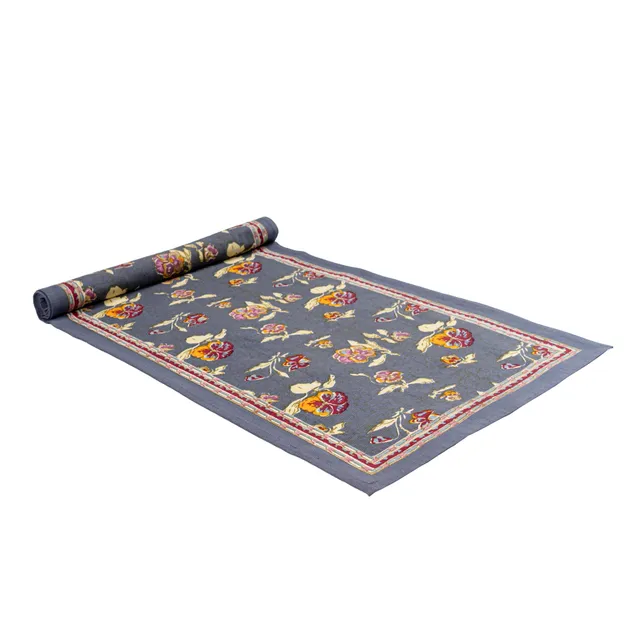 couleur-nature-pansy-chemin-de-table-rouge-gris-coton image 1