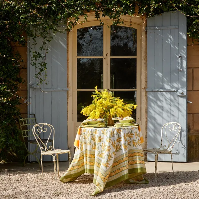 couleur-nature-mimosa-nappe-coton-jaune-vert-71x106 image 1