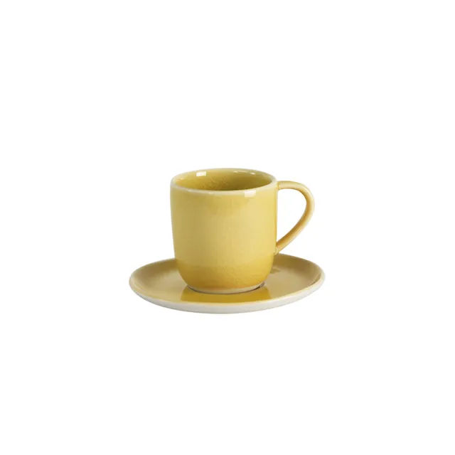 jars-tourron-tasse-espresso-avec-sous-tasse-gen-t-jaune-craquel image 1