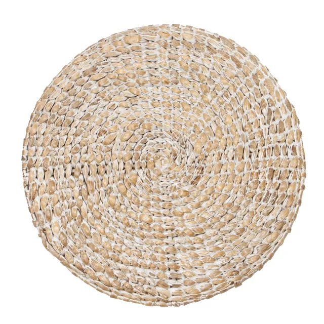 couleur-nature-set-de-table-rond-raphia-blanc-lot-de-4 image 1