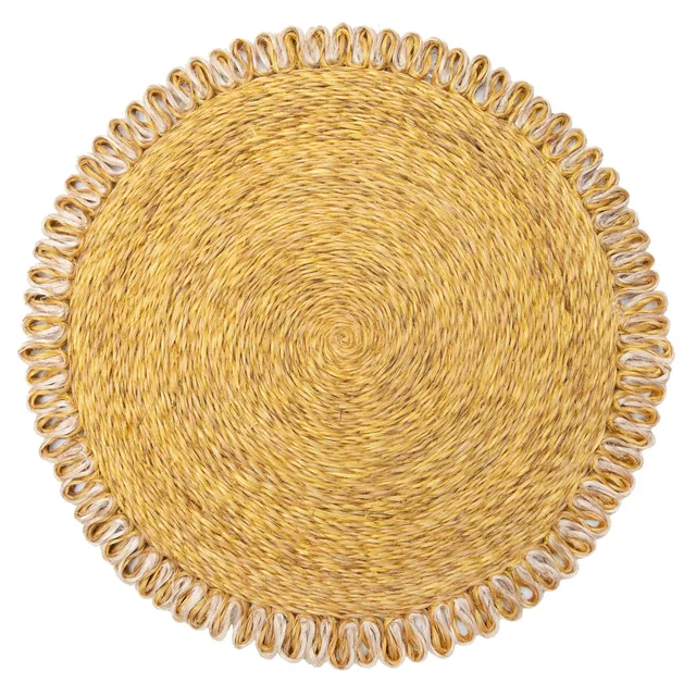 couleur-nature-loopy-abaca-set-de-table-rond-moutarde-lot-de-4 image 1