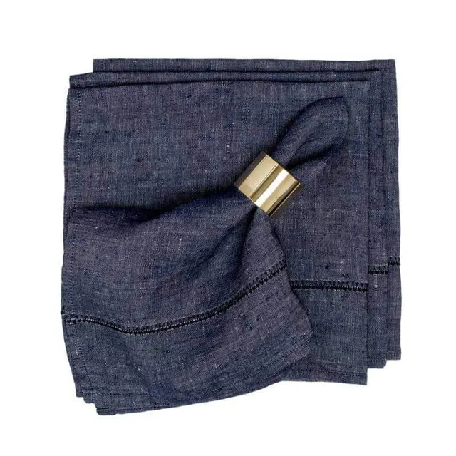 couleur-nature-linen-stitch-serviettes-lin-denim-chambray-x4 image 1