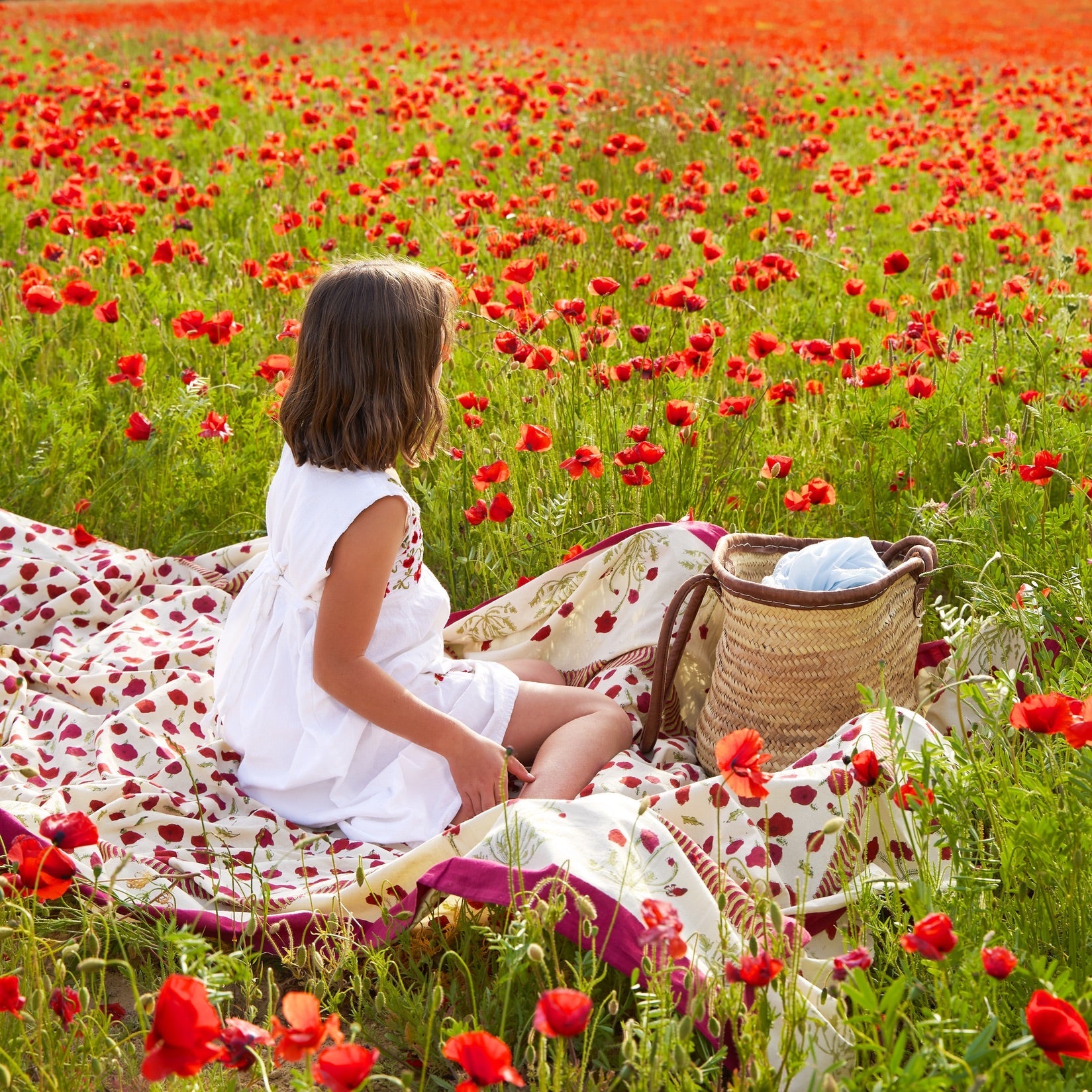 couleur-nature-poppies-nappe-fran-aise-coquelicot-coton-59x59 image 4