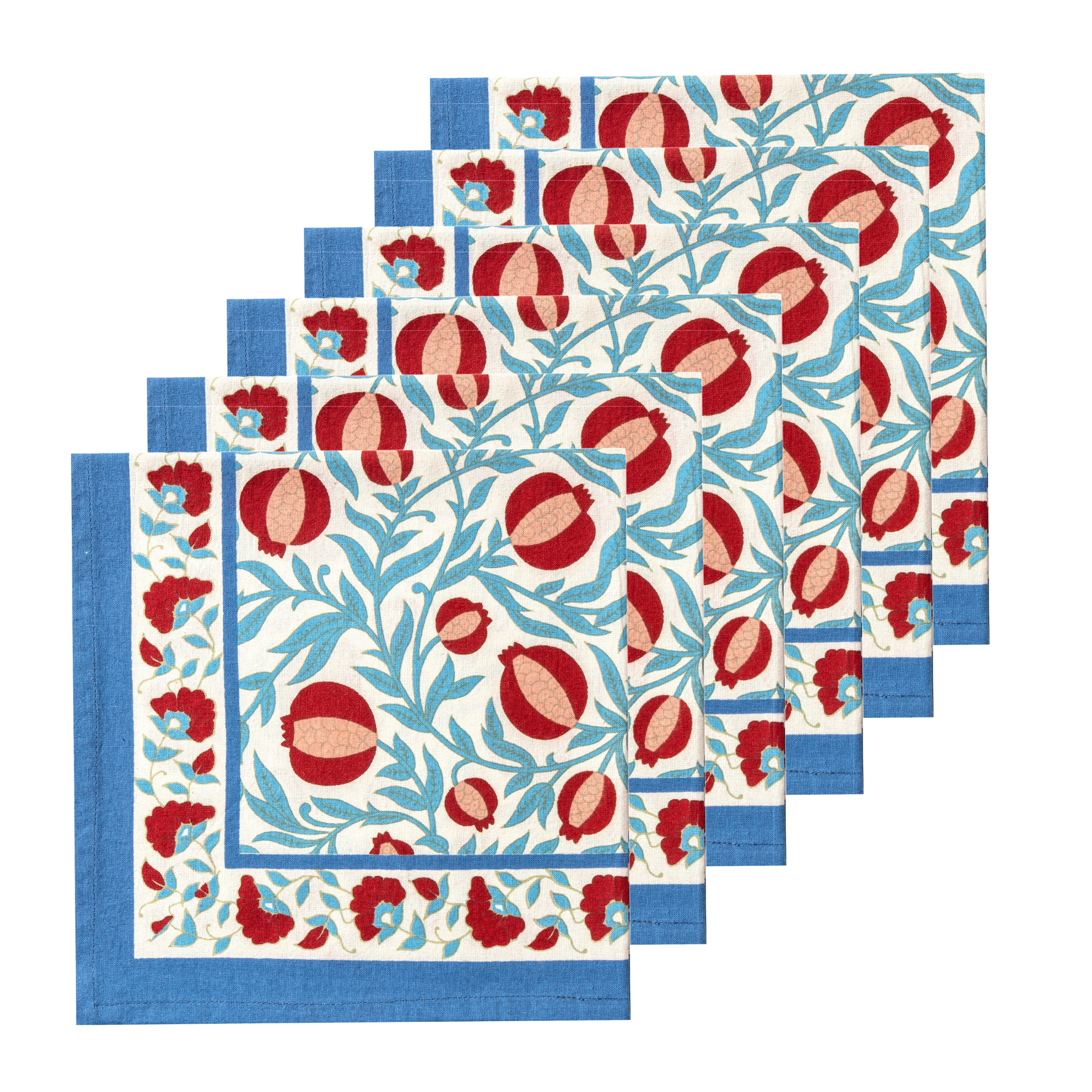 couleur-nature-grenadine-serviettes-table-bleu-rouge-lot-6 image 3