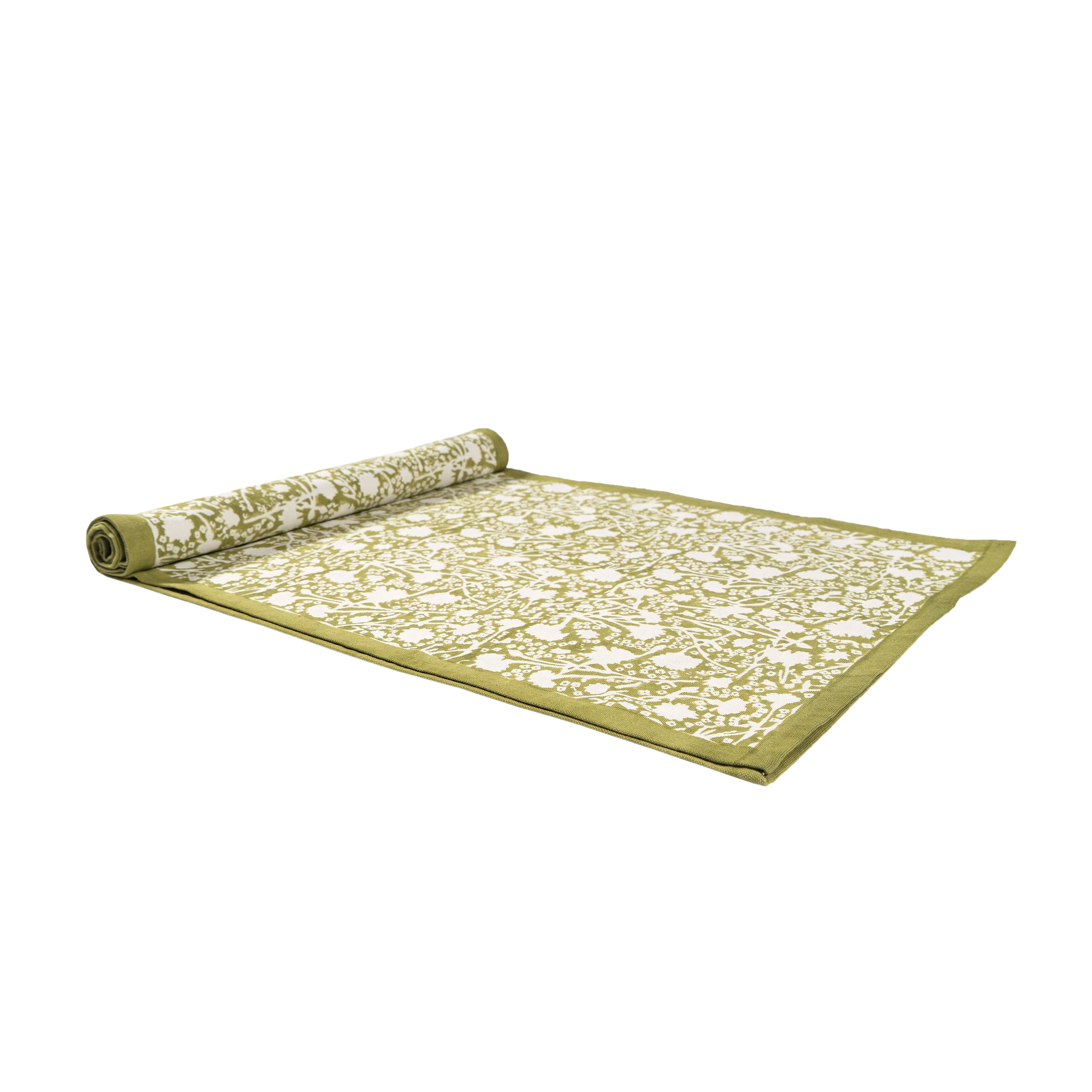 couleur-nature-meadows-runner-vert-chemin-table-coton-16x72 image 3