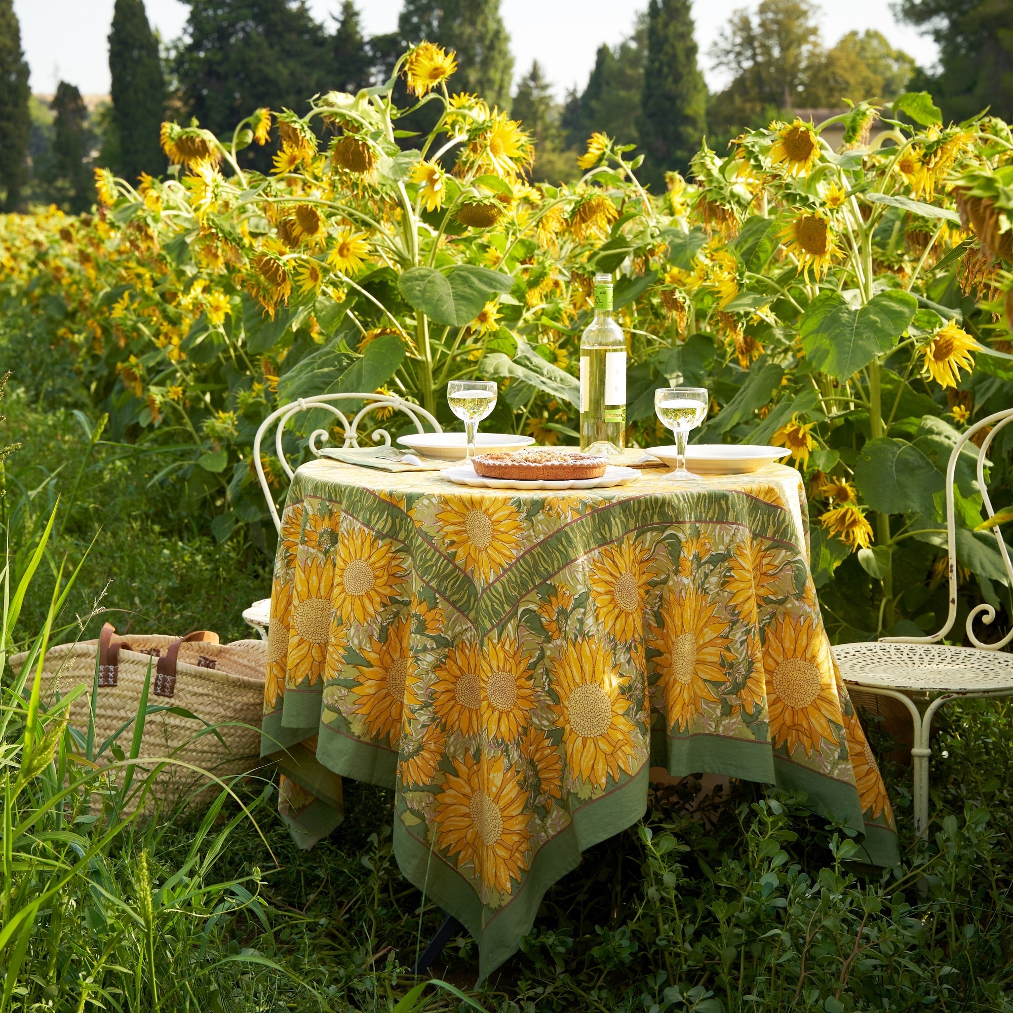 couleur-nature-sunflower-nappe-jaune-vert-rectangle-59x86 image 2
