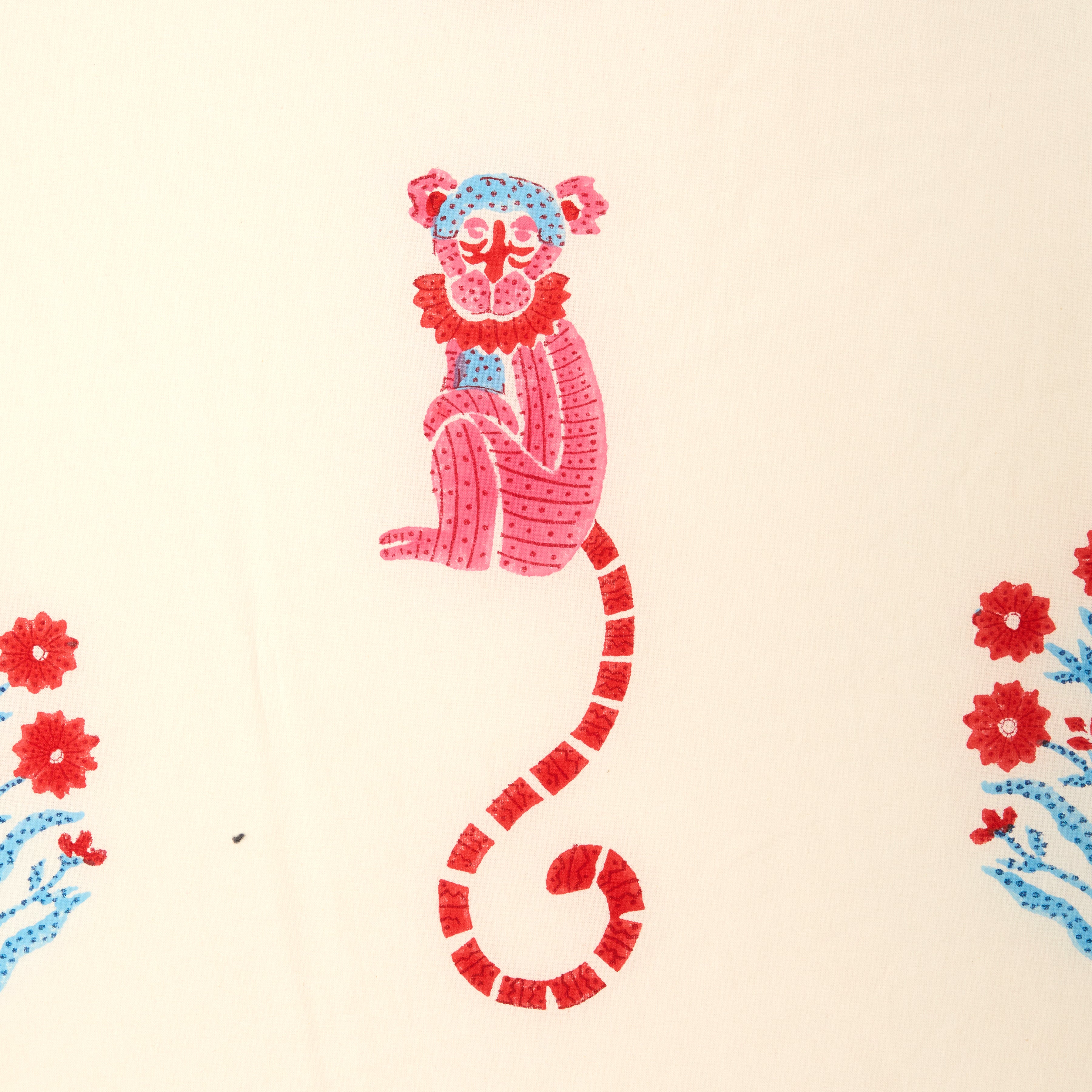 couleur-nature-jeu-de-singes-nappe-moutarde-rose-coton image 5