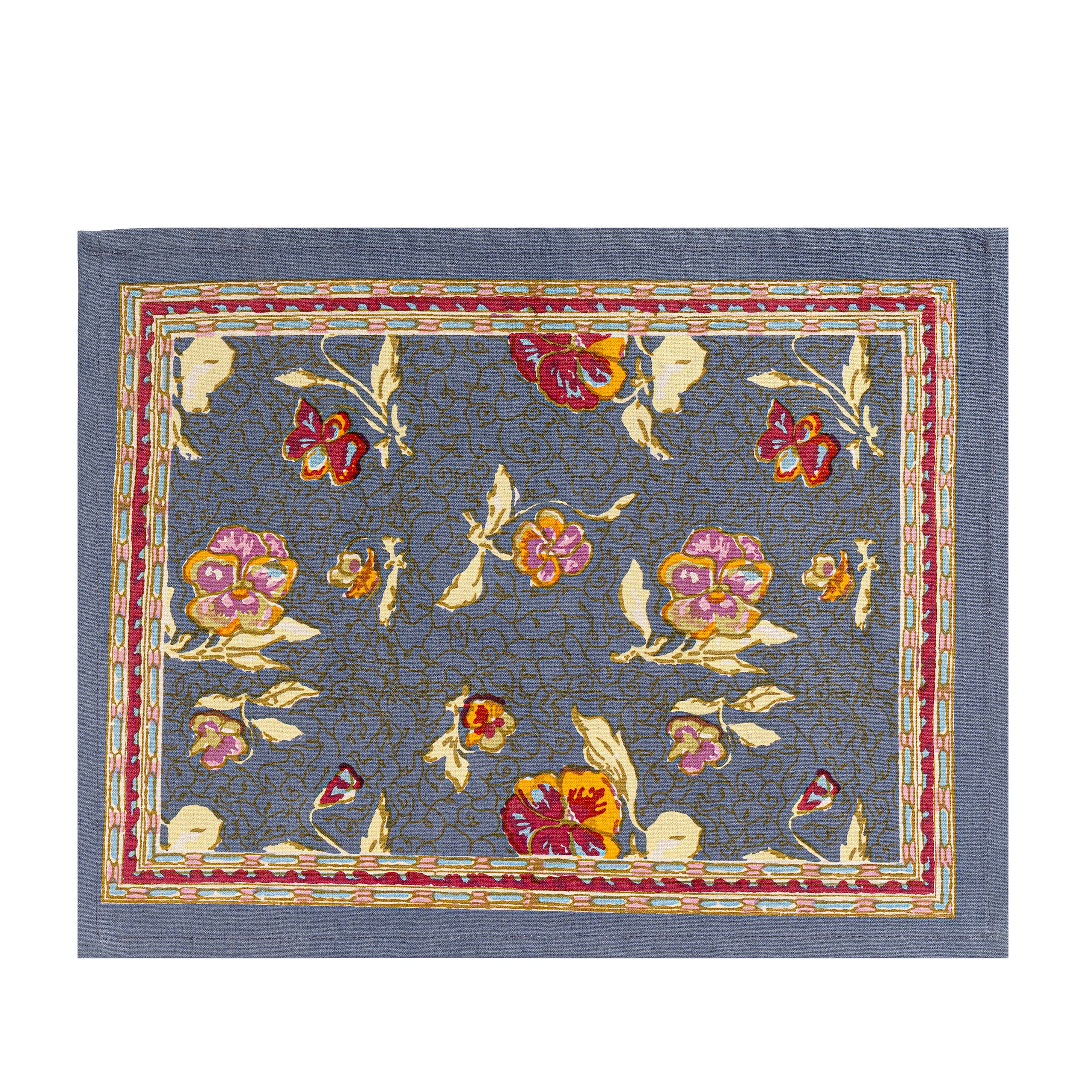 couleur-nature-pansy-sets-de-table-coton-lot-6-rouge image 1