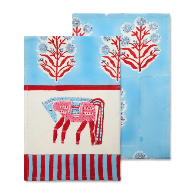 couleur-nature-cheval-nomade-torchon-coton-rose-bleu-lot-2 image 1