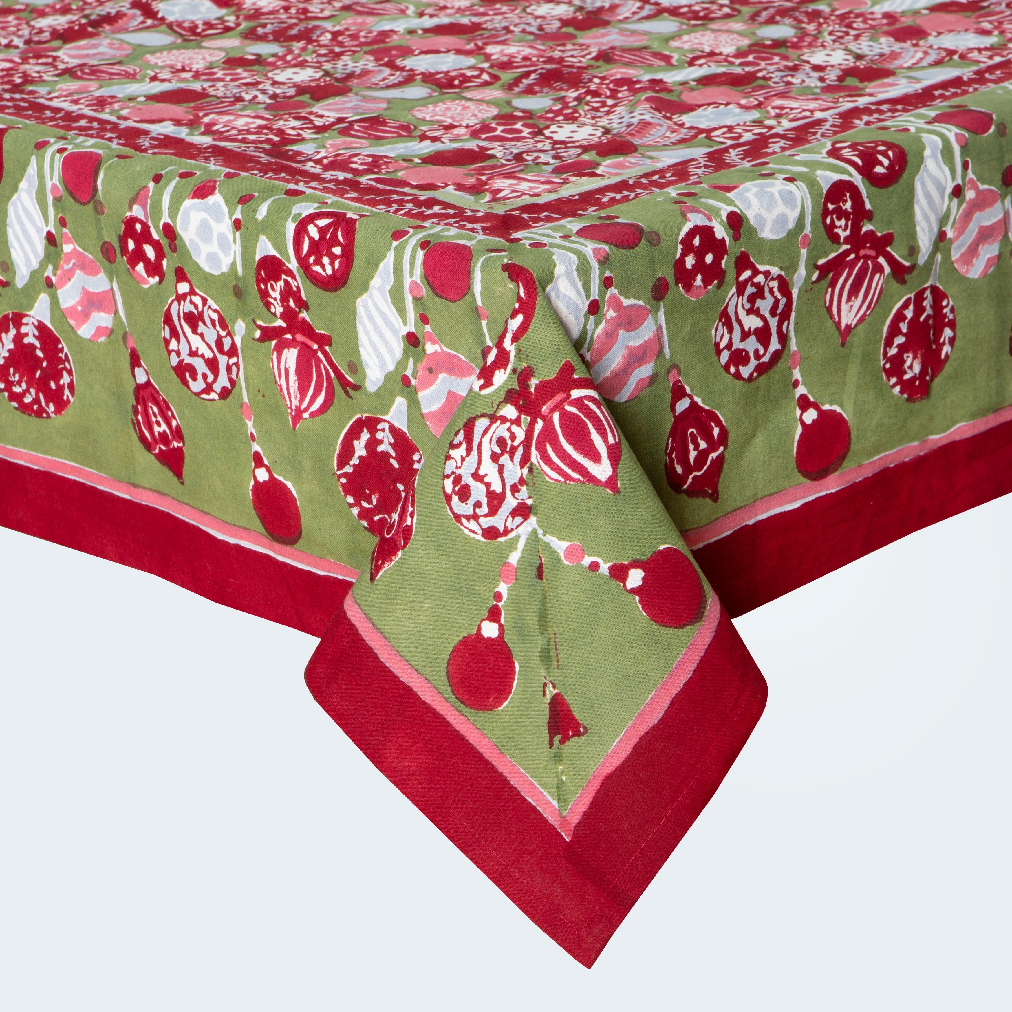 couleur-nature-ornaments-nappe-coton-rouge-vert-59x86 image 5