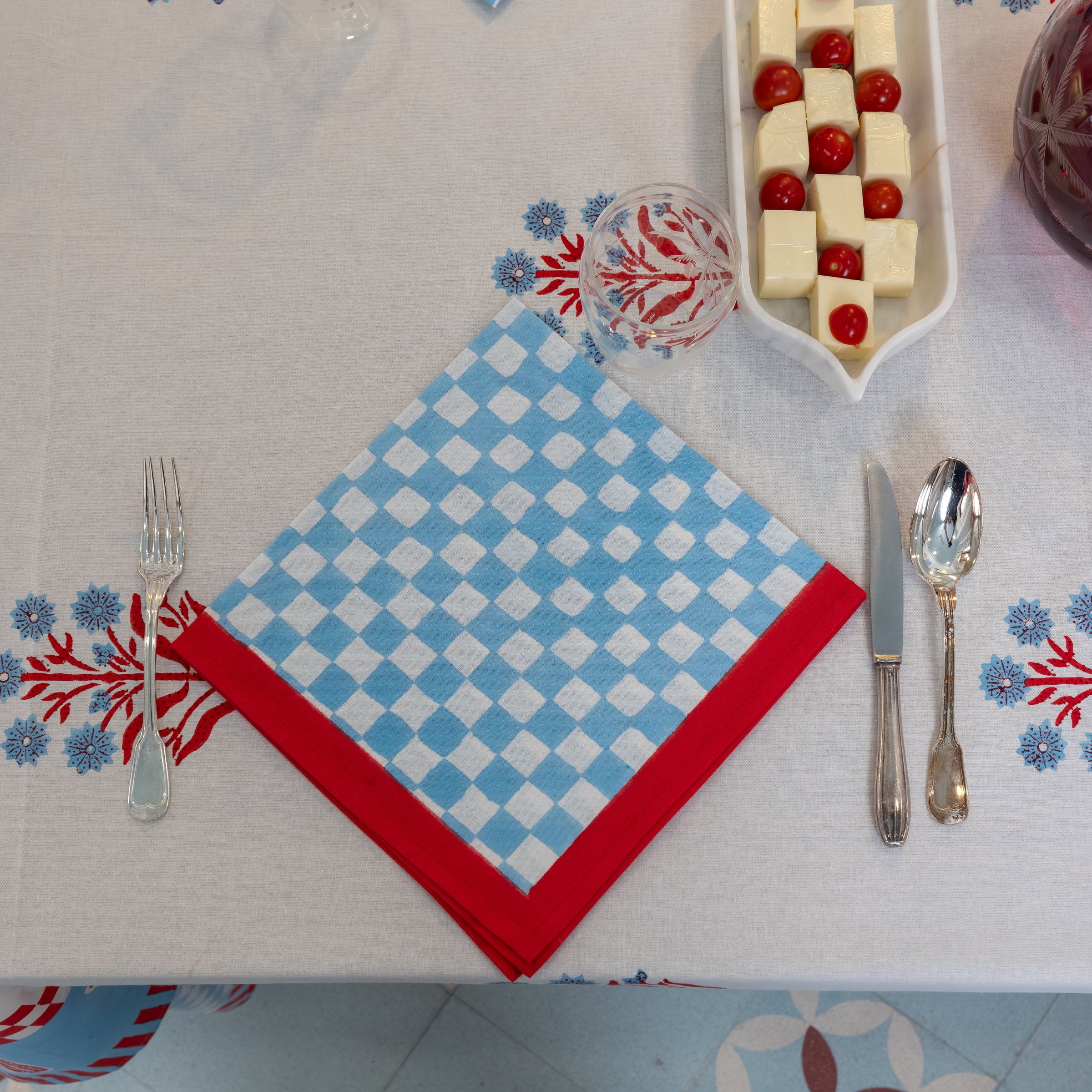 couleur-nature-gingham-serviette-tissu-lot-de-4-bleue image 5
