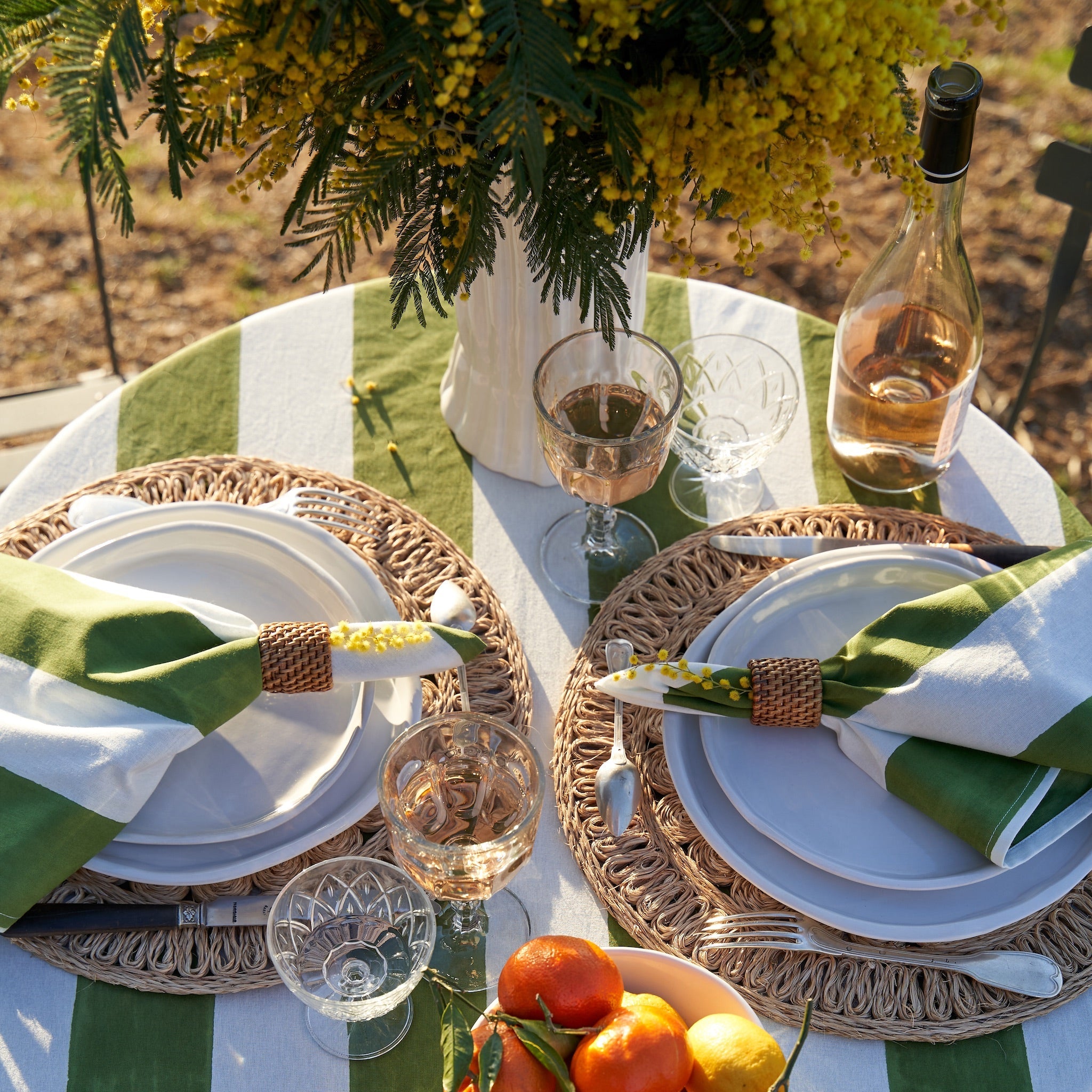 couleur-nature-st-tropez-vert-nappe-rectangulaire-59x86-rayures-lin image 5