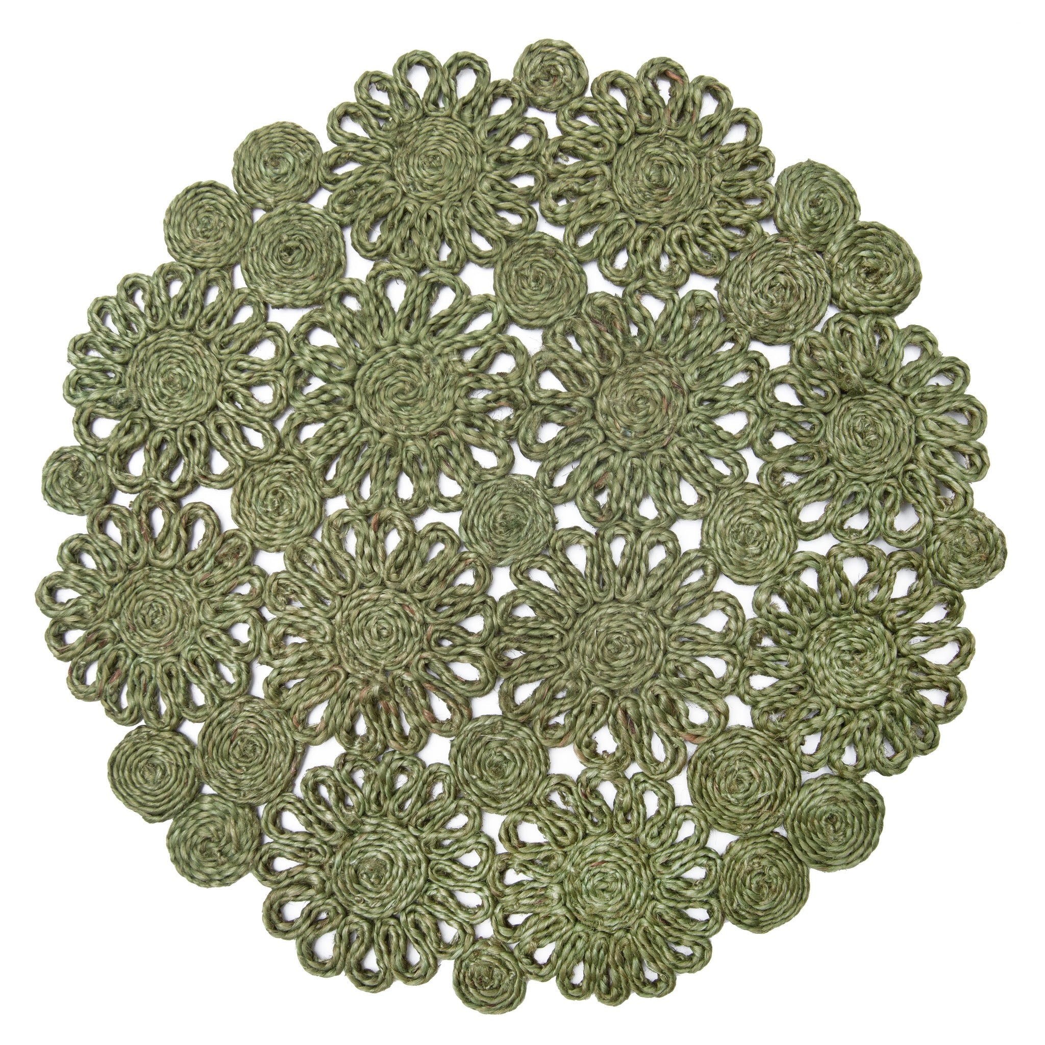 couleur-nature-daisy-set-4-sets-table-jute-vert-rond-38-cm image 1