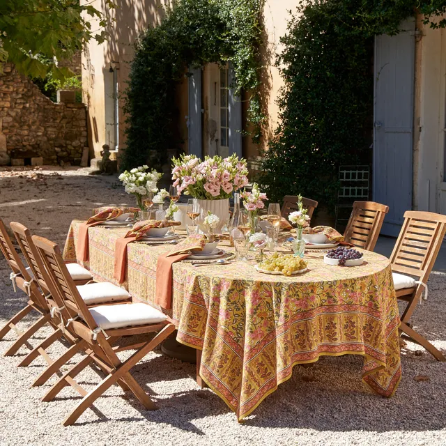 couleur-nature-damaris-nappe-rose-moutarde-59x86-coton image 1